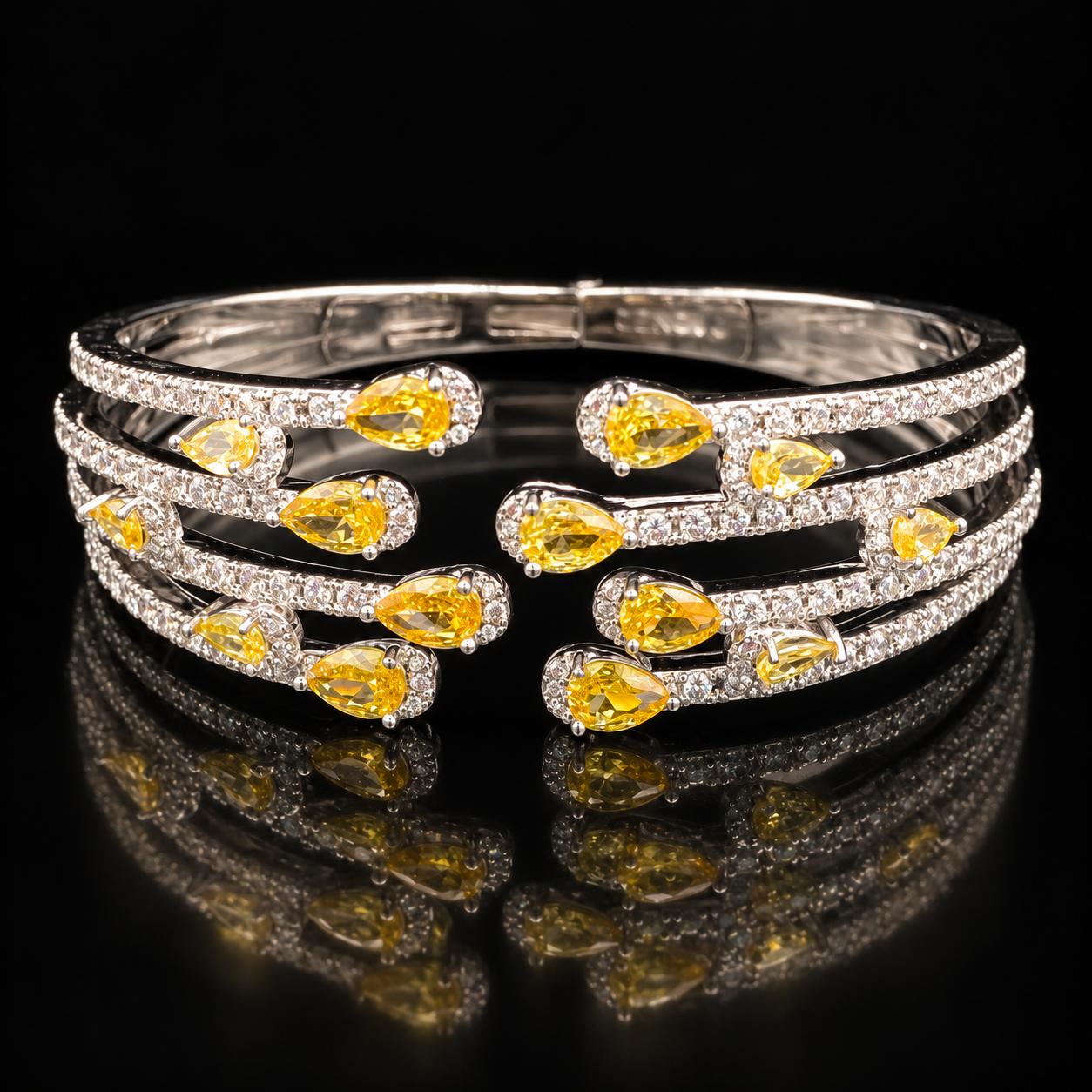 Crystal Rhythm Zircon Bangle & Ring Set 2