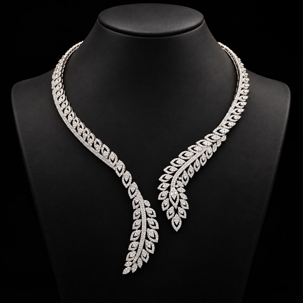 Leaf Elegance Zircon Choker Set 2