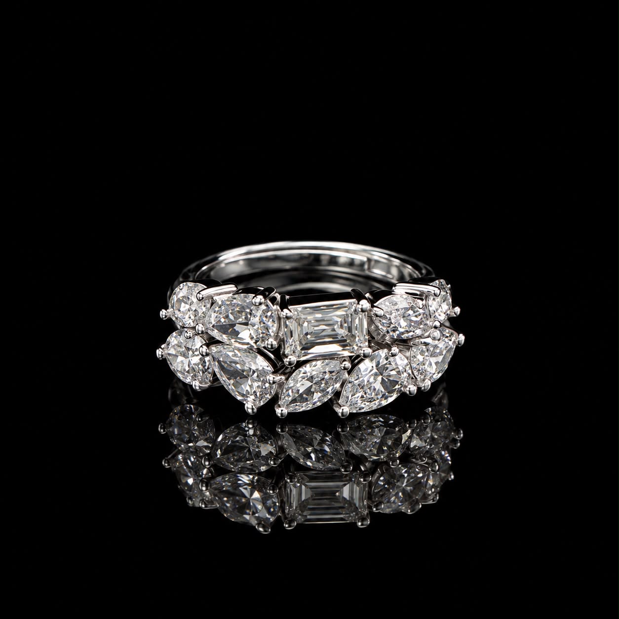 Grand Silver Zircon Choker Set 4
