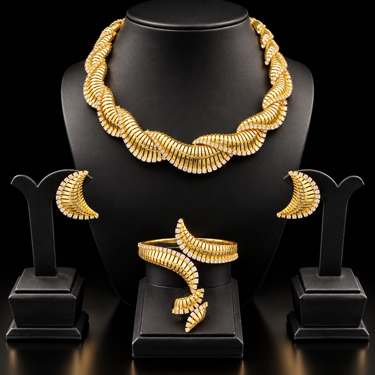 Aurelia Wave Gold-Tone Zircon Jewellery Set