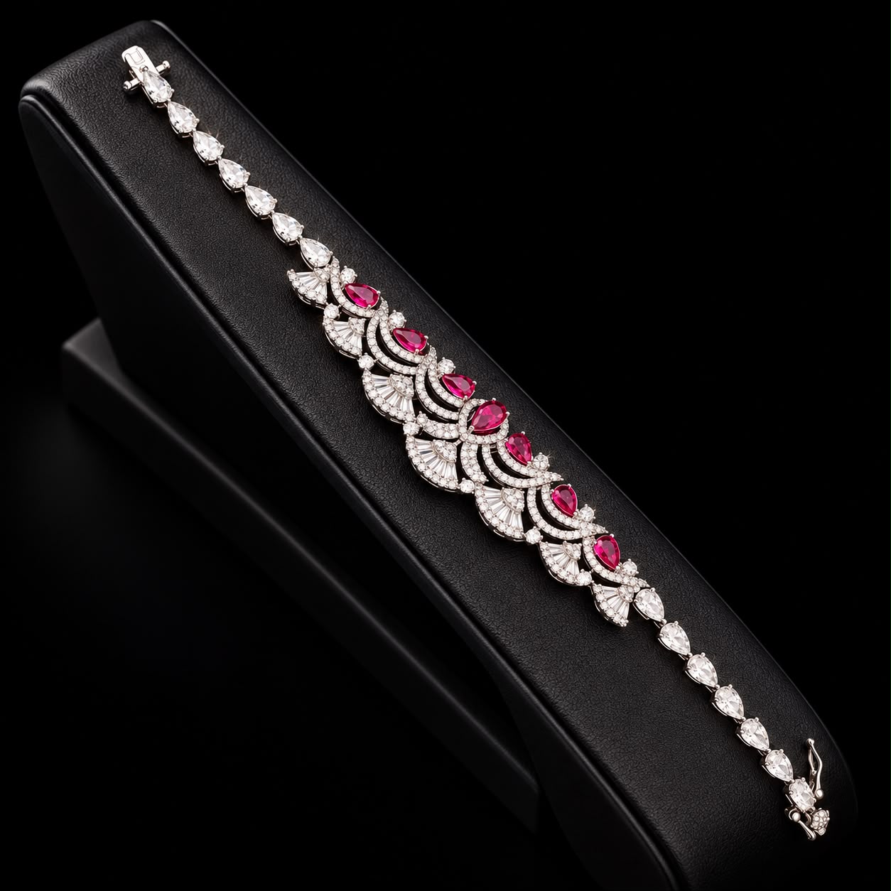 Royal Crimson Ruby & Cubic Zirconia Statement Full Jewelry Set 5