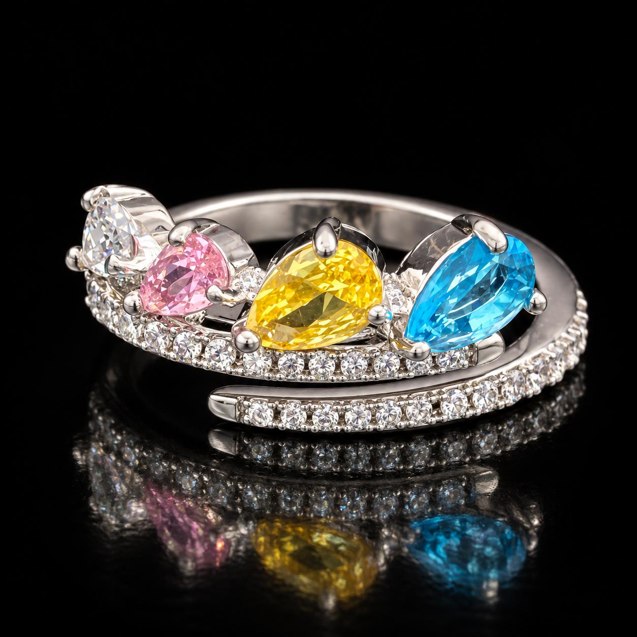  Teardrop Grace Zircon Bangle & Ring Set 3