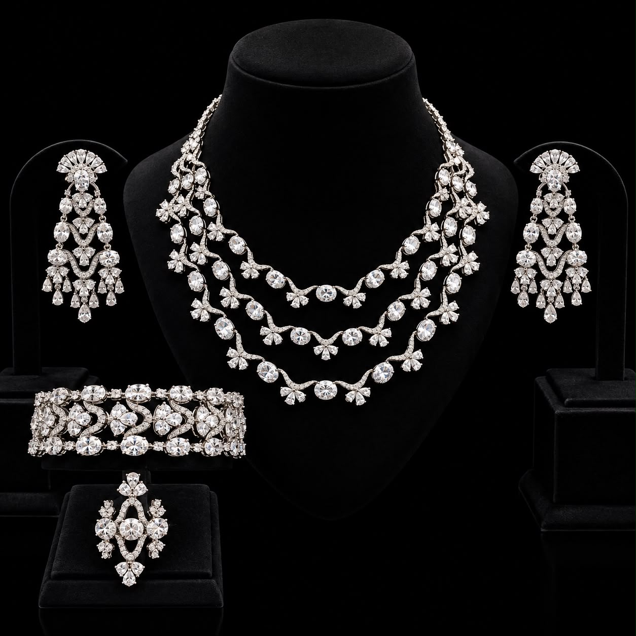 Royal Sparkling Zircon Bridal Necklace Set 2