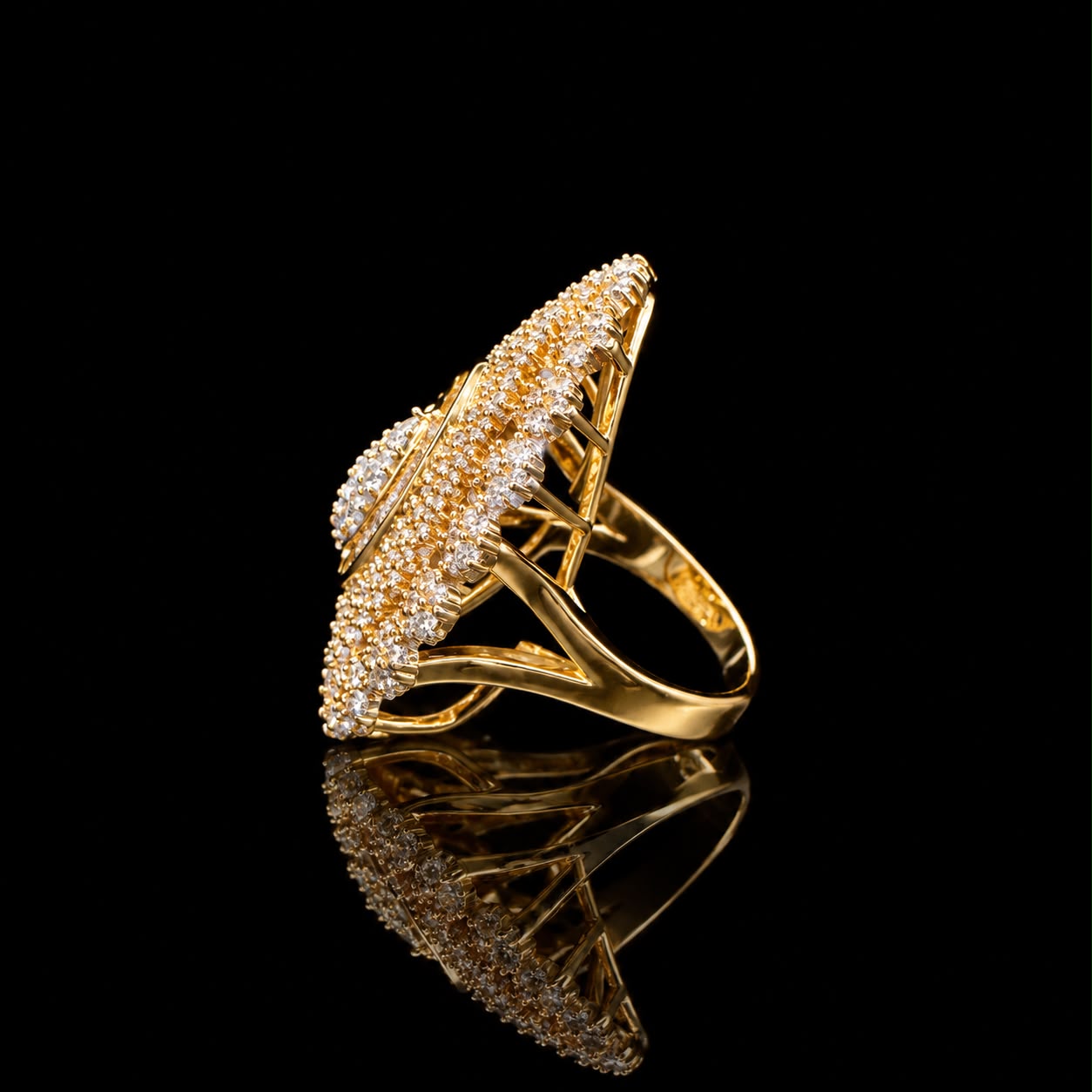 Royal Pear Cluster Zircon statement ring 4