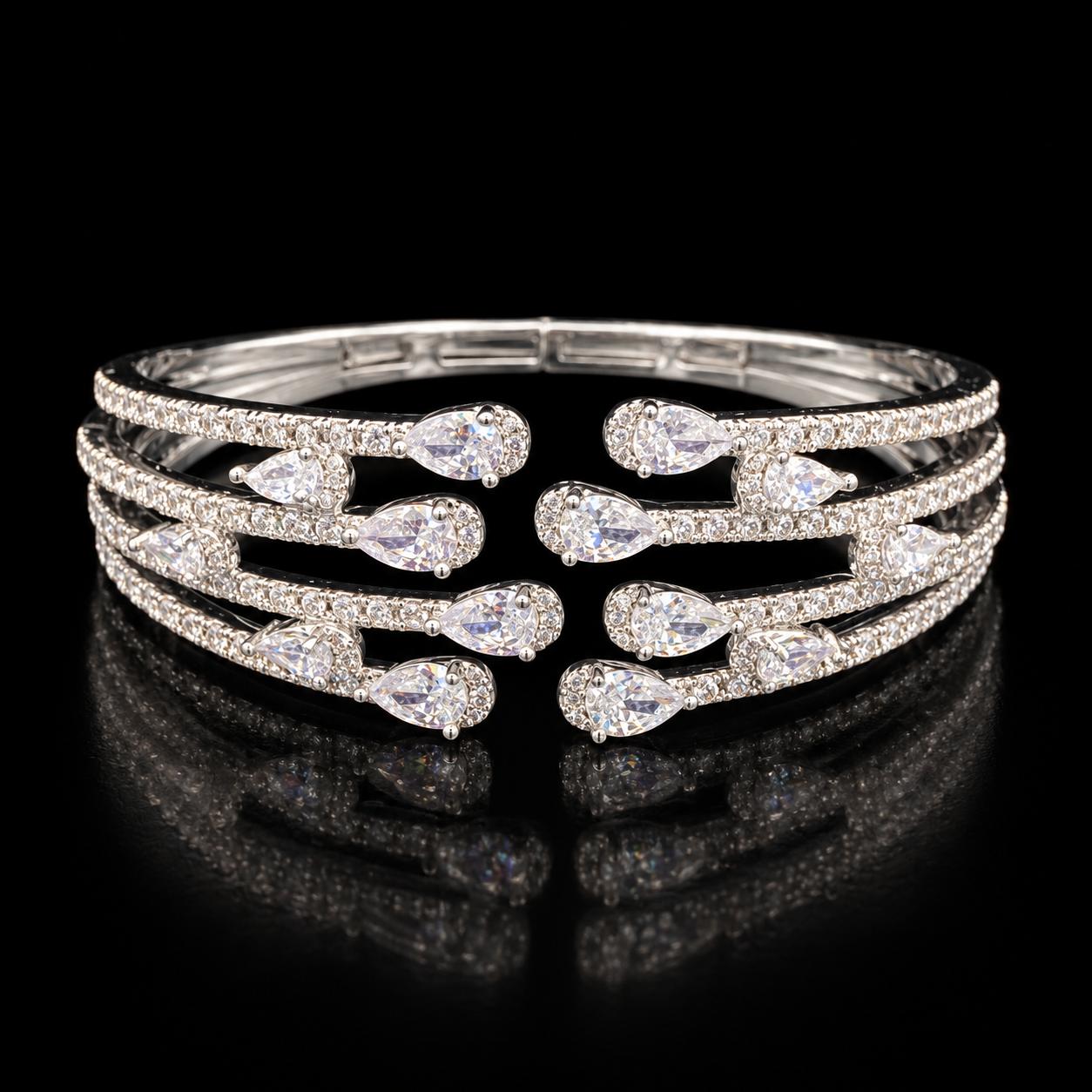 Crystal Rhythm Zircon Bangle & Ring Set 5