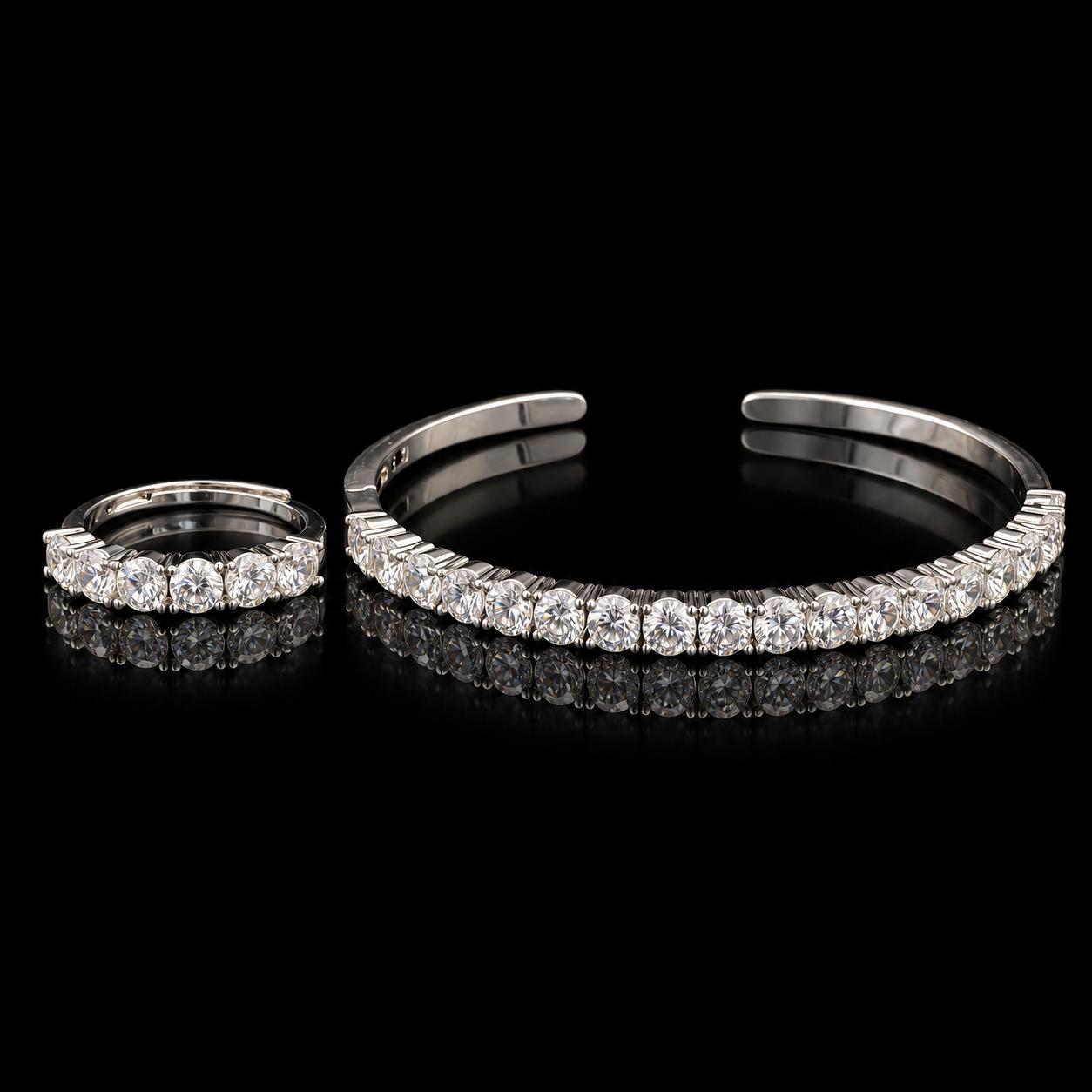  Classic Glow Zircon Bangle & Ring Set