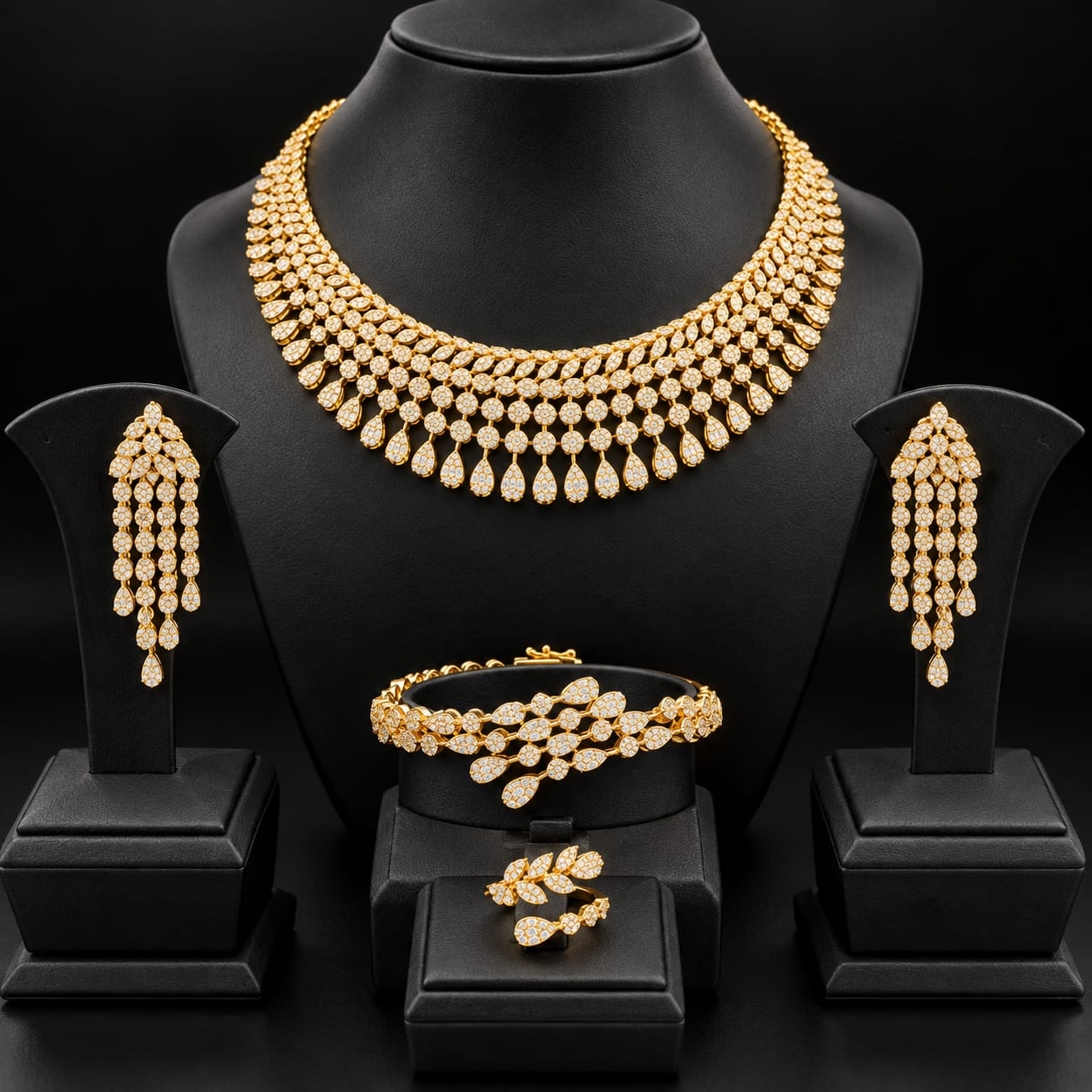 Ameera Gold-Finished Cubic Zirconia Bridal Set 2