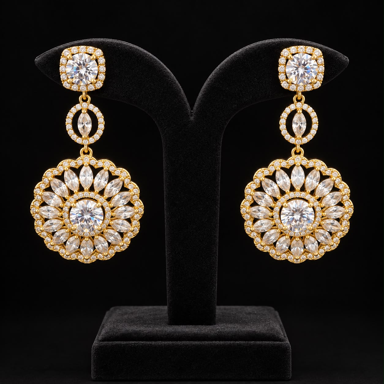 Petal Gleam Zircon Earrings
