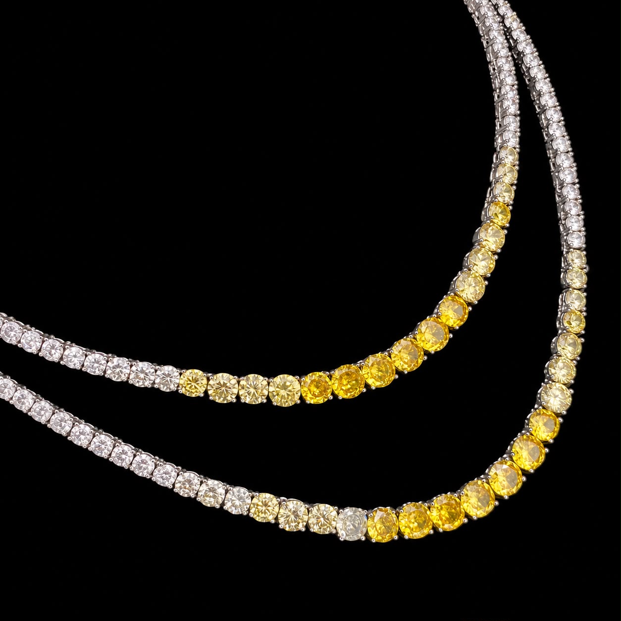 Radiant Yellow & White Cubic Zirconia Tennis Jewelry Set 3