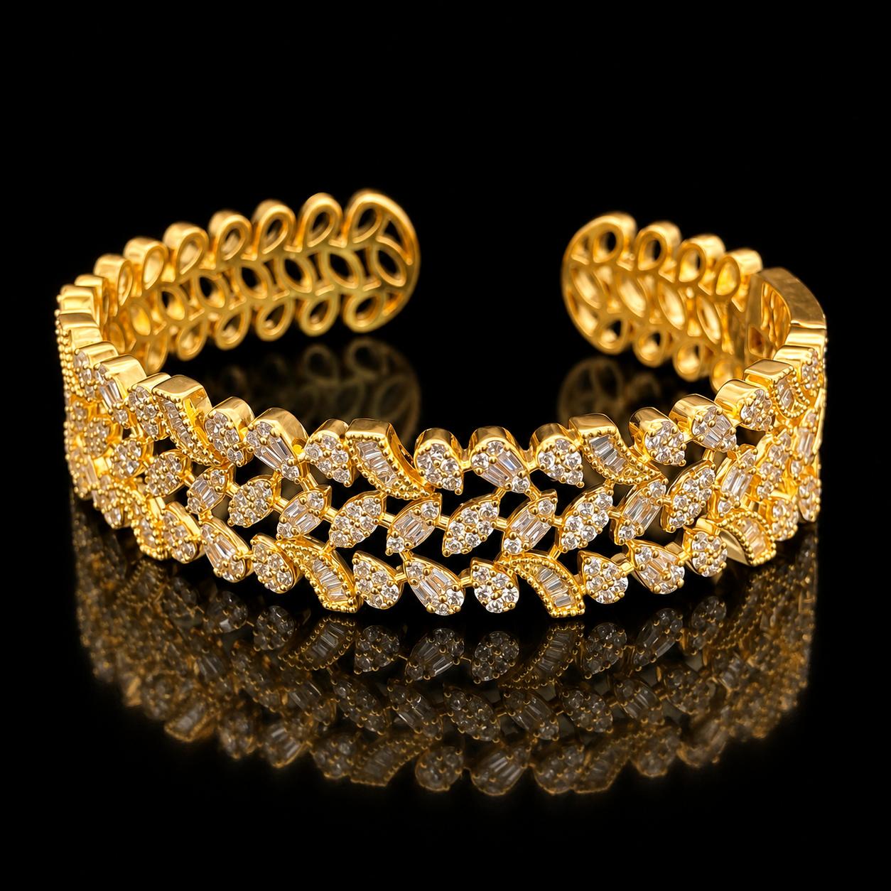  Leaf Melody Zircon Bangle & Ring Set 2