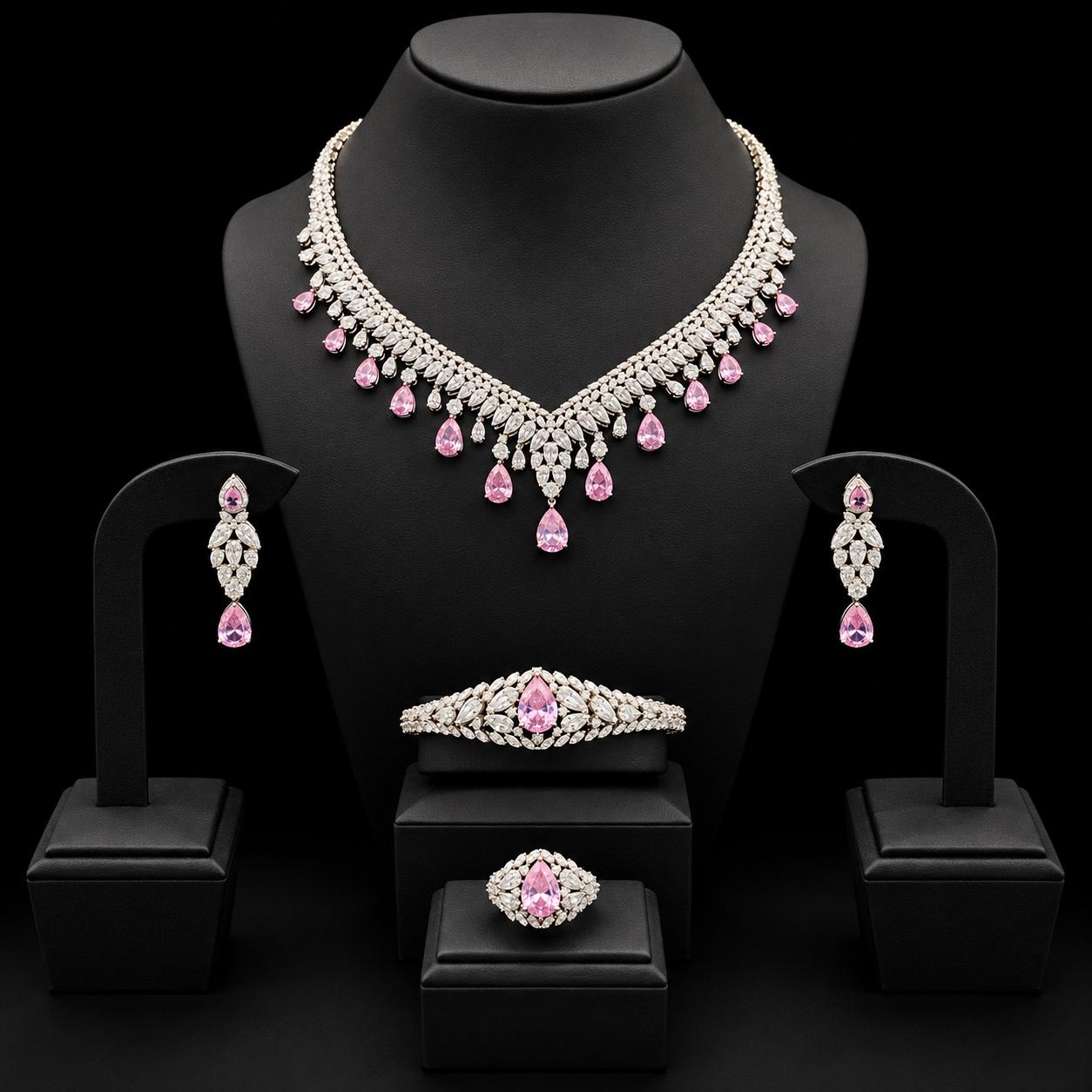 Rosy Dew Zircon Jewellery Set