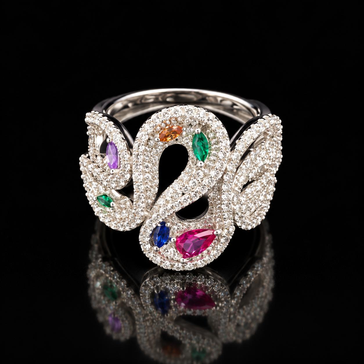 Ribbon Radiance Zircon Bangle & Ring Set 6