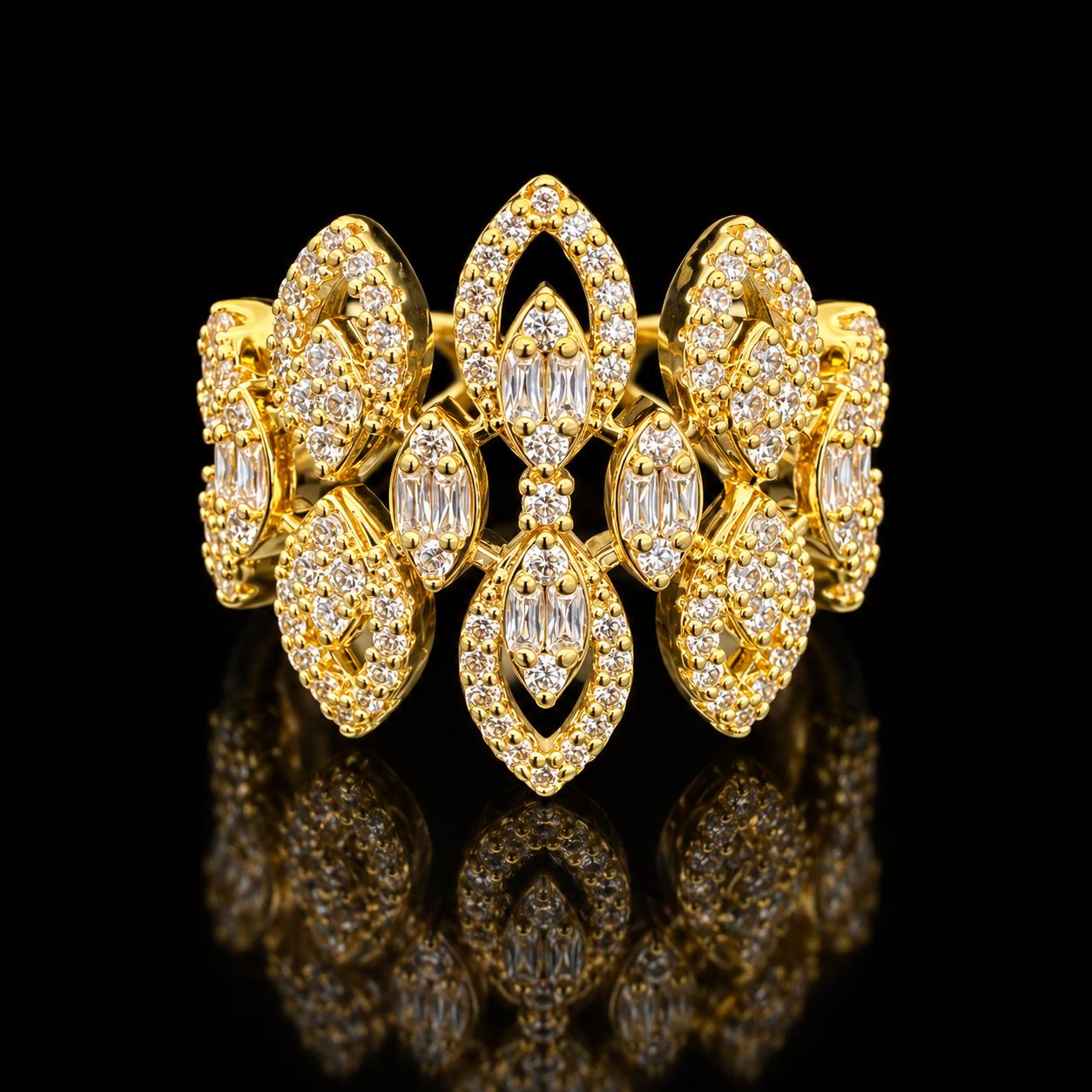 Leaf Lace Zircon Bangle & Ring Set 3