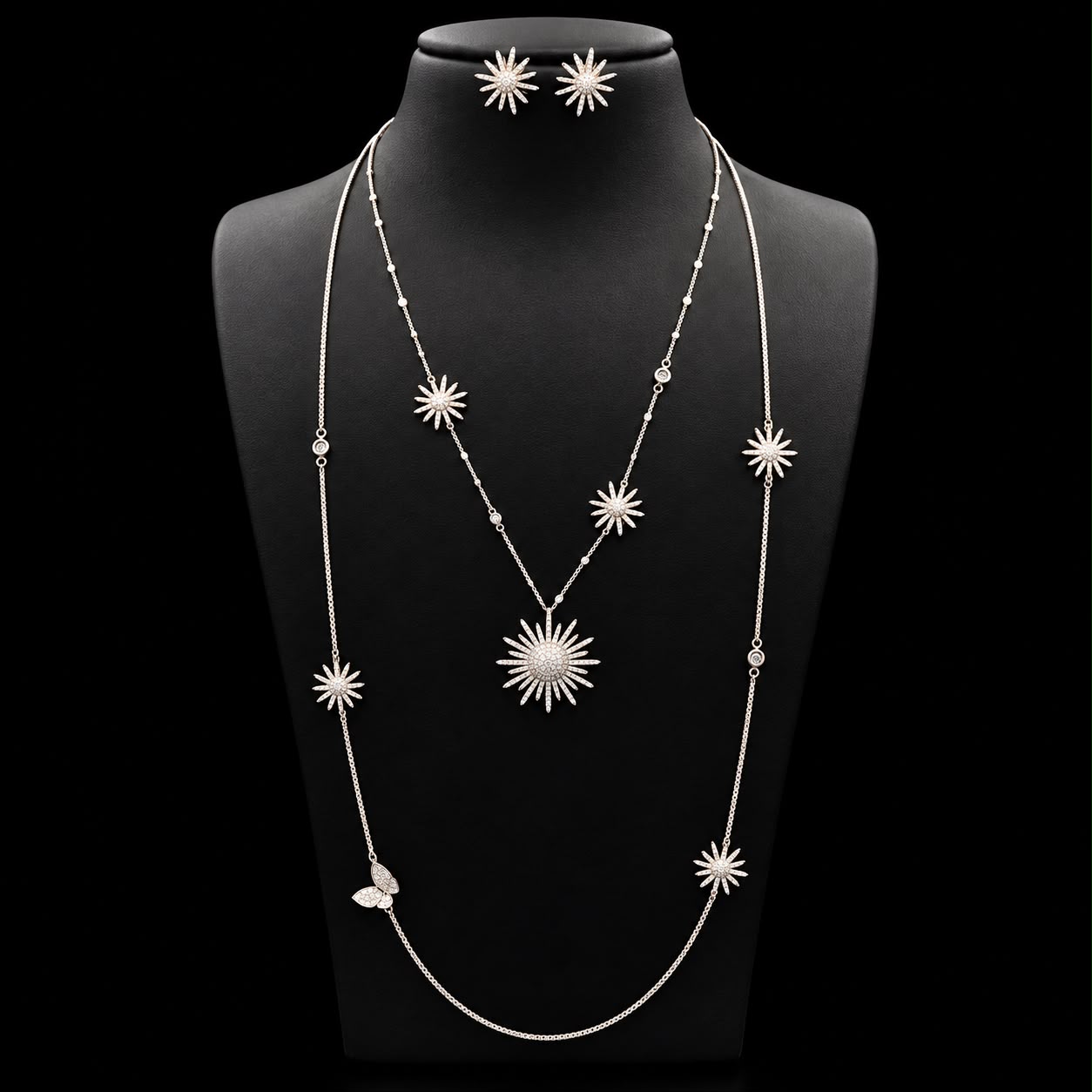  Sunburst Grace Long Chain Zircon Set 4