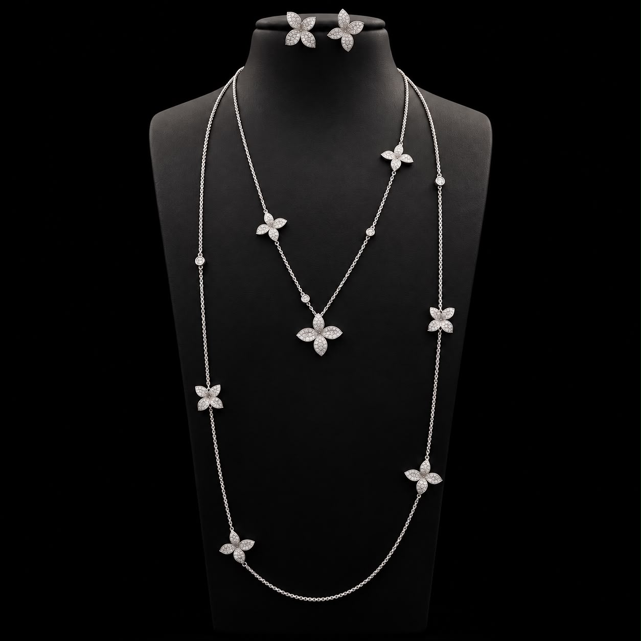 Floral Grace Long Chain Zircon Set 4