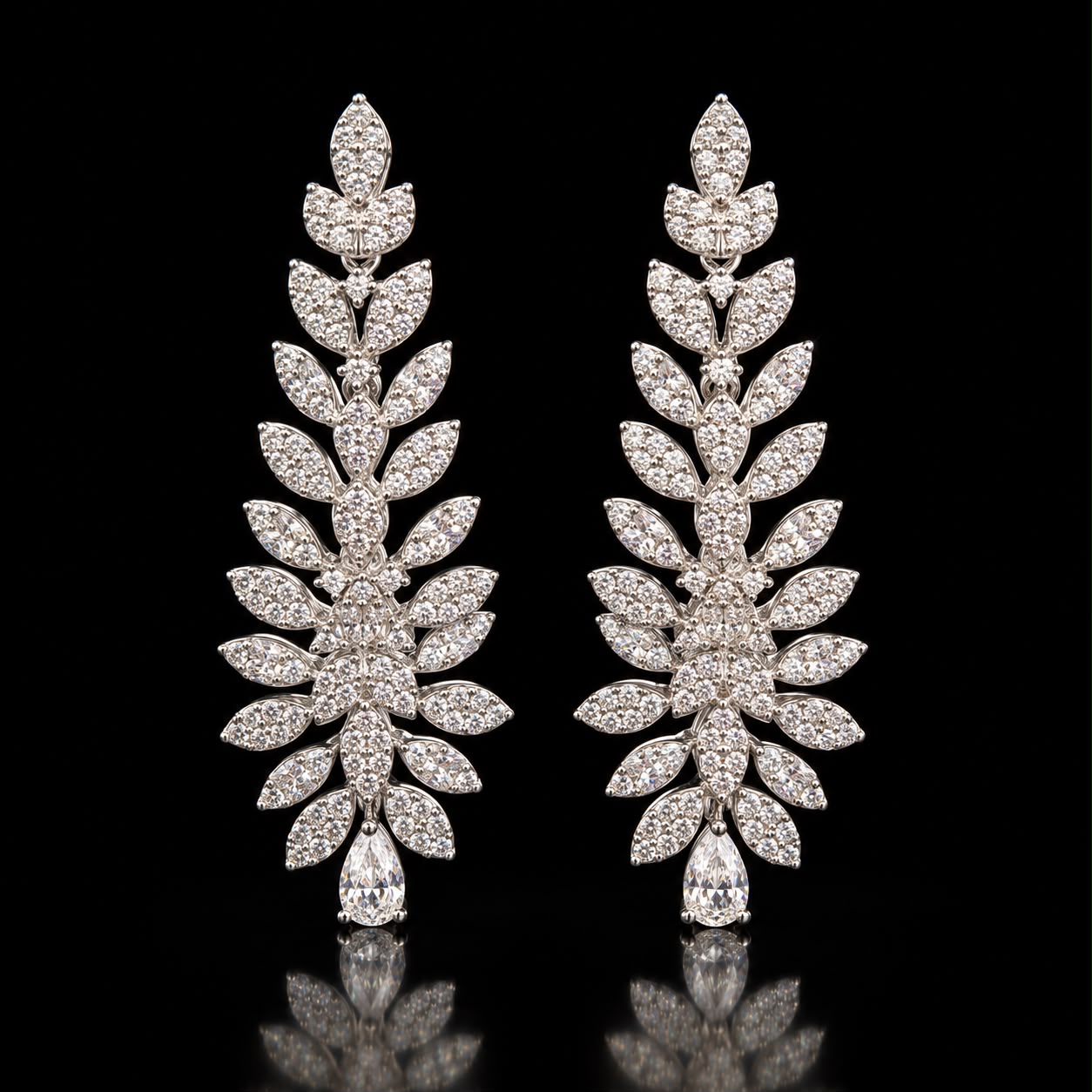 Royal Crystal Zircon Floral Jewelry Set (Necklace, Earrings, Bracelet & Ring) 3