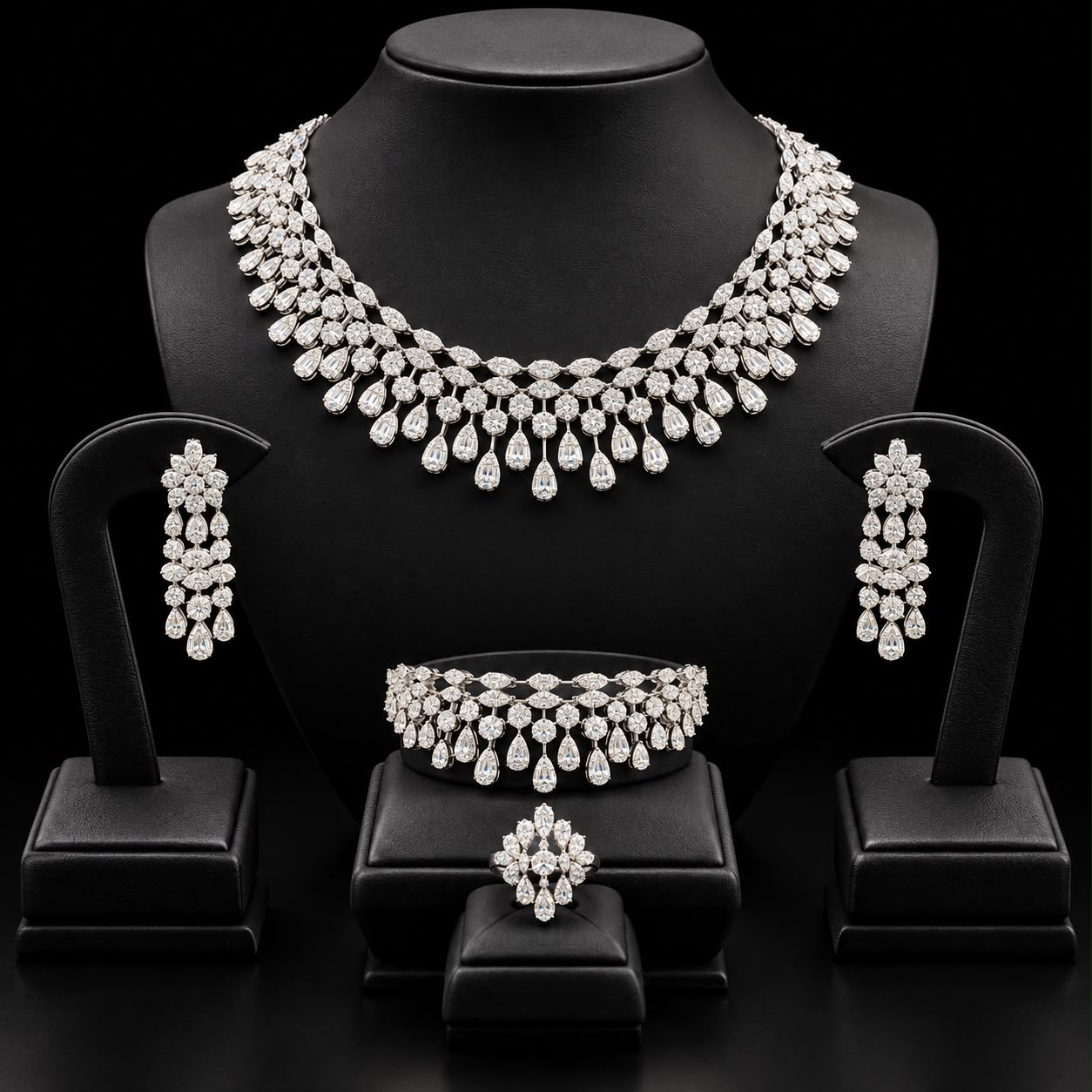 Royal Pear-Cut Cubic Zirconia Bridal Jewellery Set