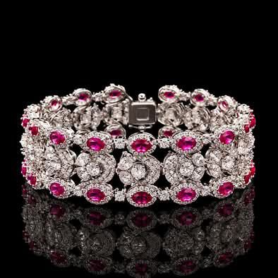 Red Ruby Zircon Bridal Jewelry Set 5