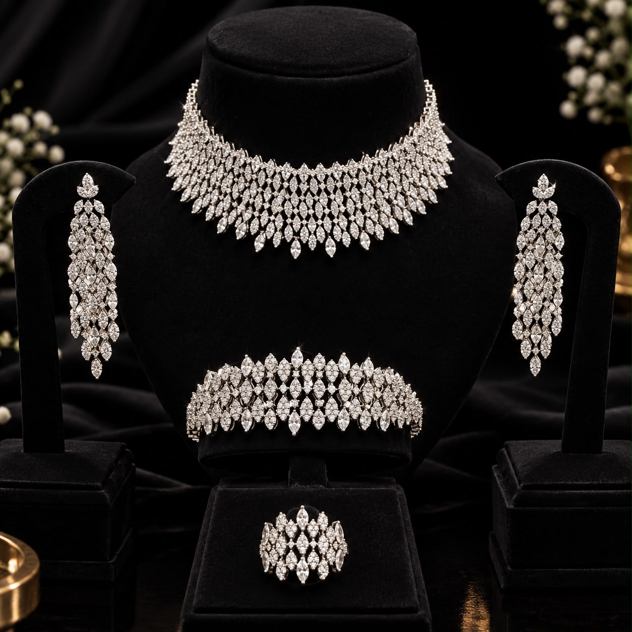 Sparkling Marquise Zircon Choker Set 2