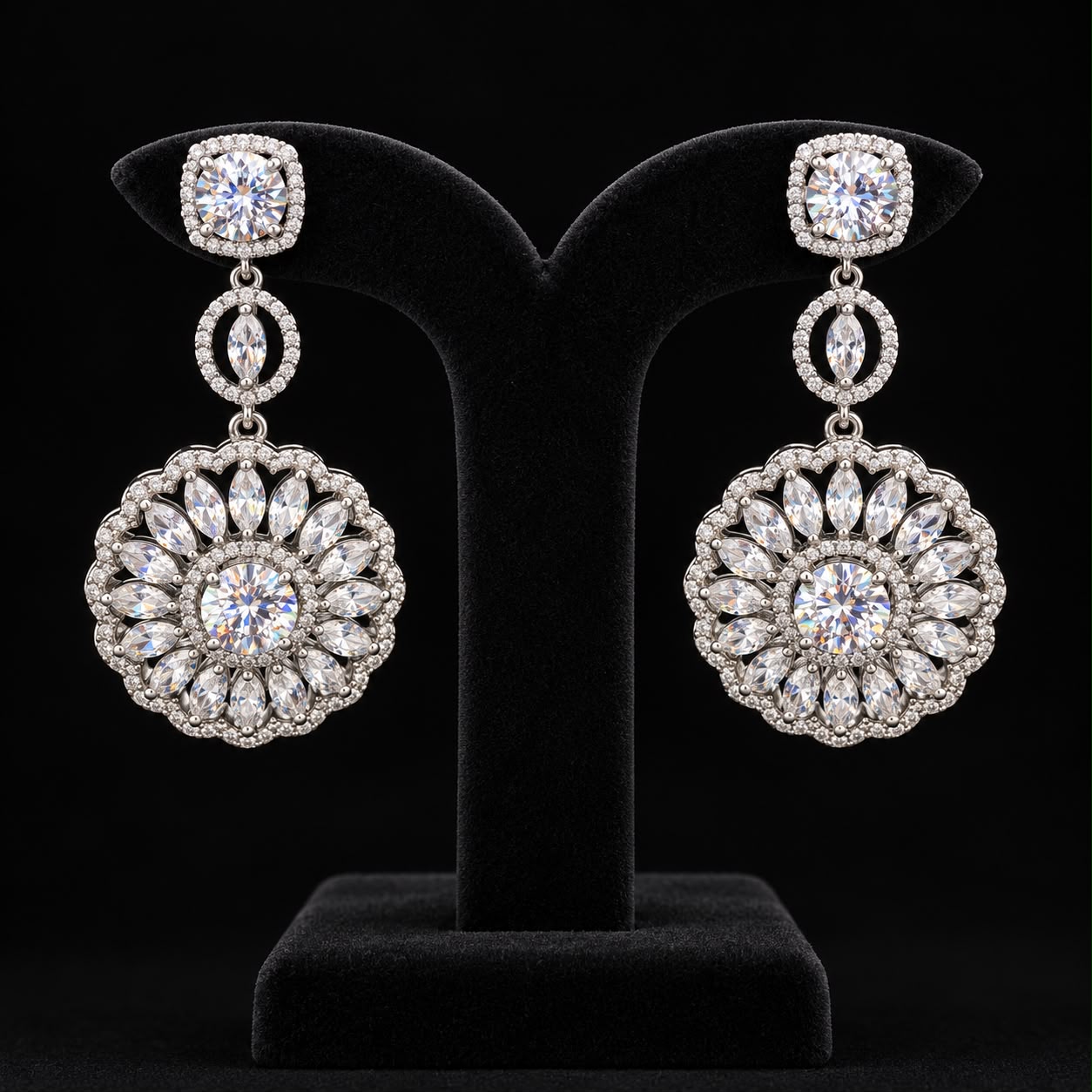 Petal Gleam Zircon Earrings 2