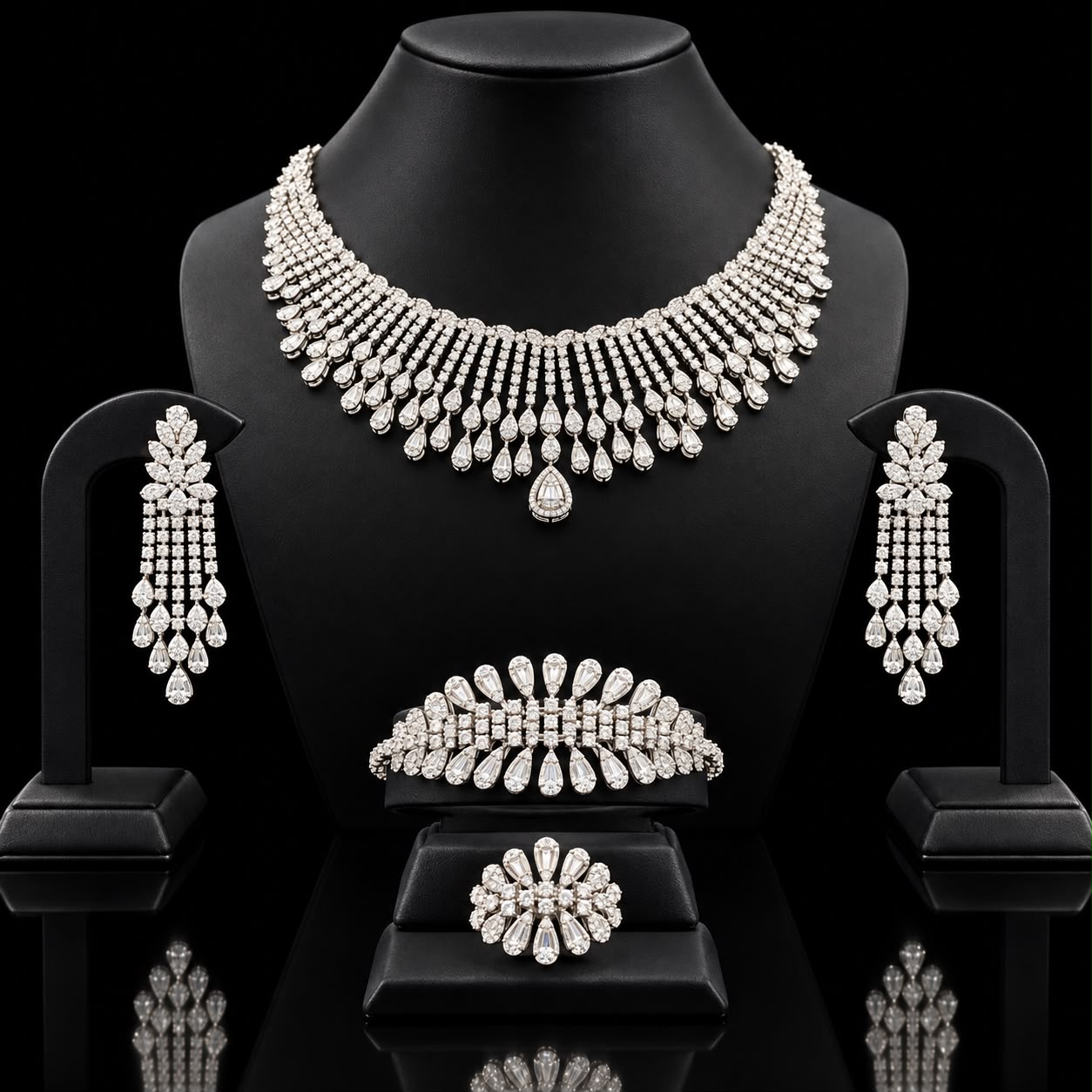 Royal Pear Cut Zircon Full Bridal Set