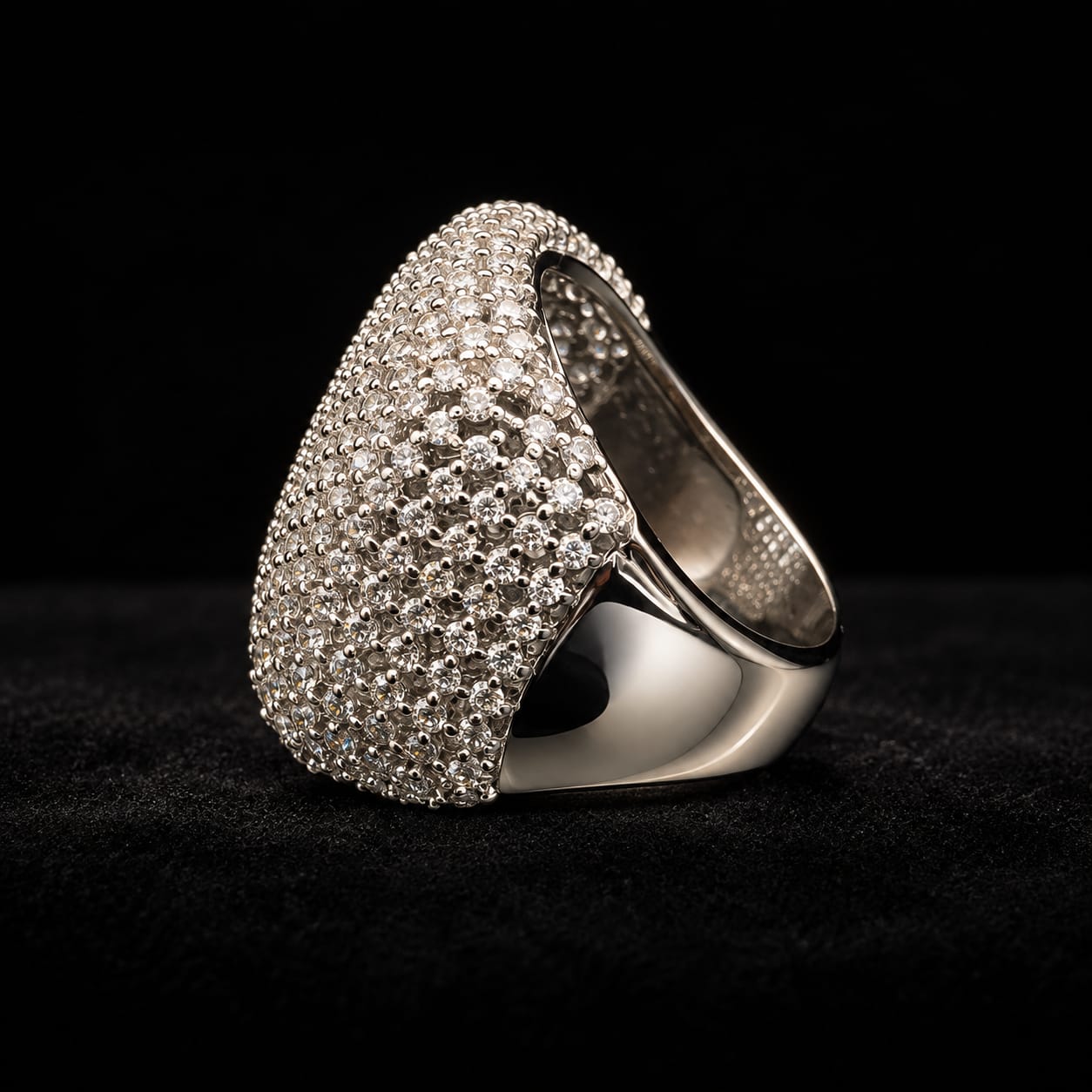 Square Mesh Zircon Ring (Silver & Gold) 4