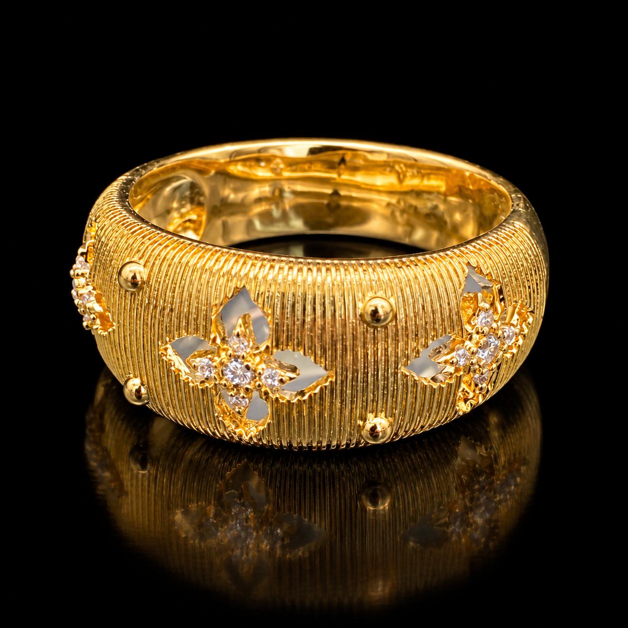 Floral Gleam Zircon Bangle & Ring Set 3