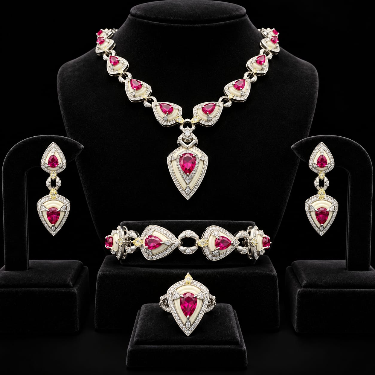 Ruby Red Geometric Jewelry Set 2