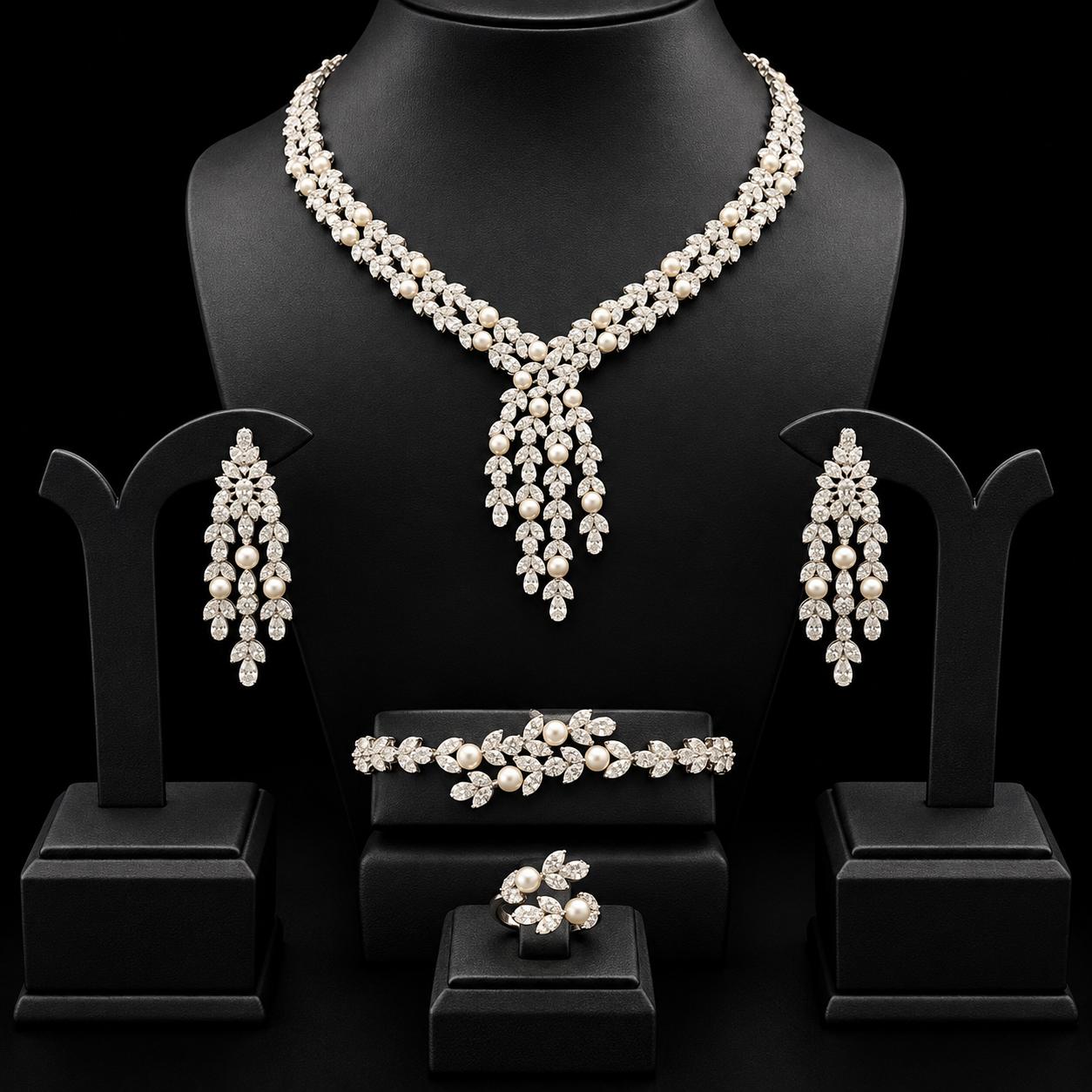 Pearl Trails Zircon Jewellery Set