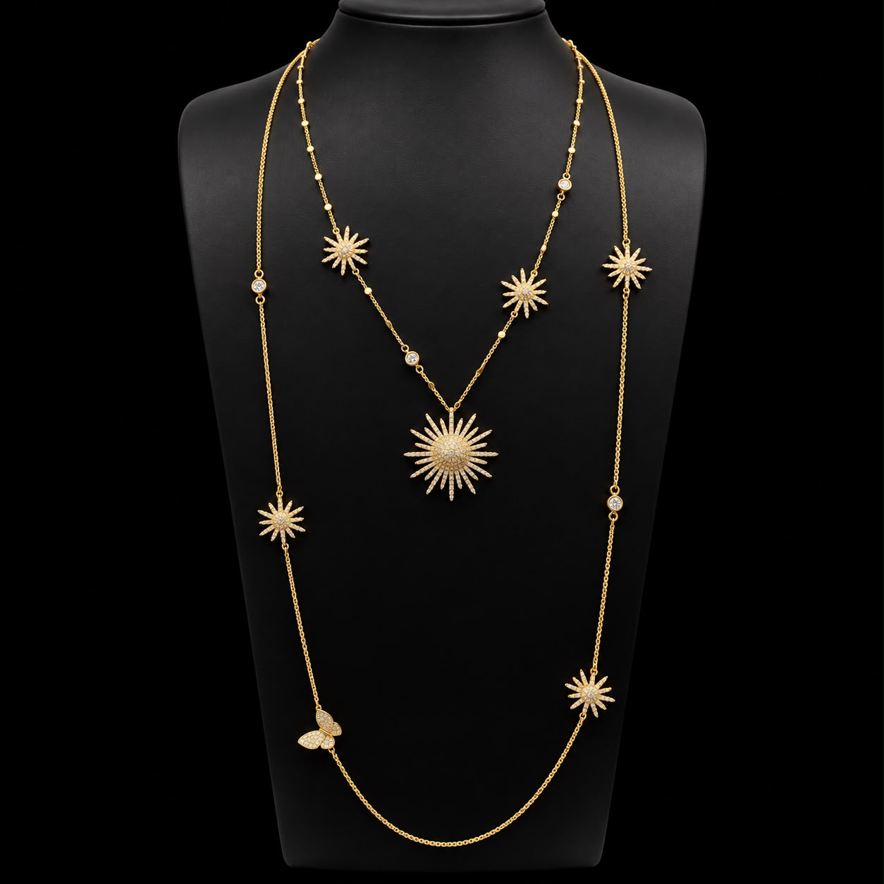  Sunburst Grace Long Chain Zircon Set 2
