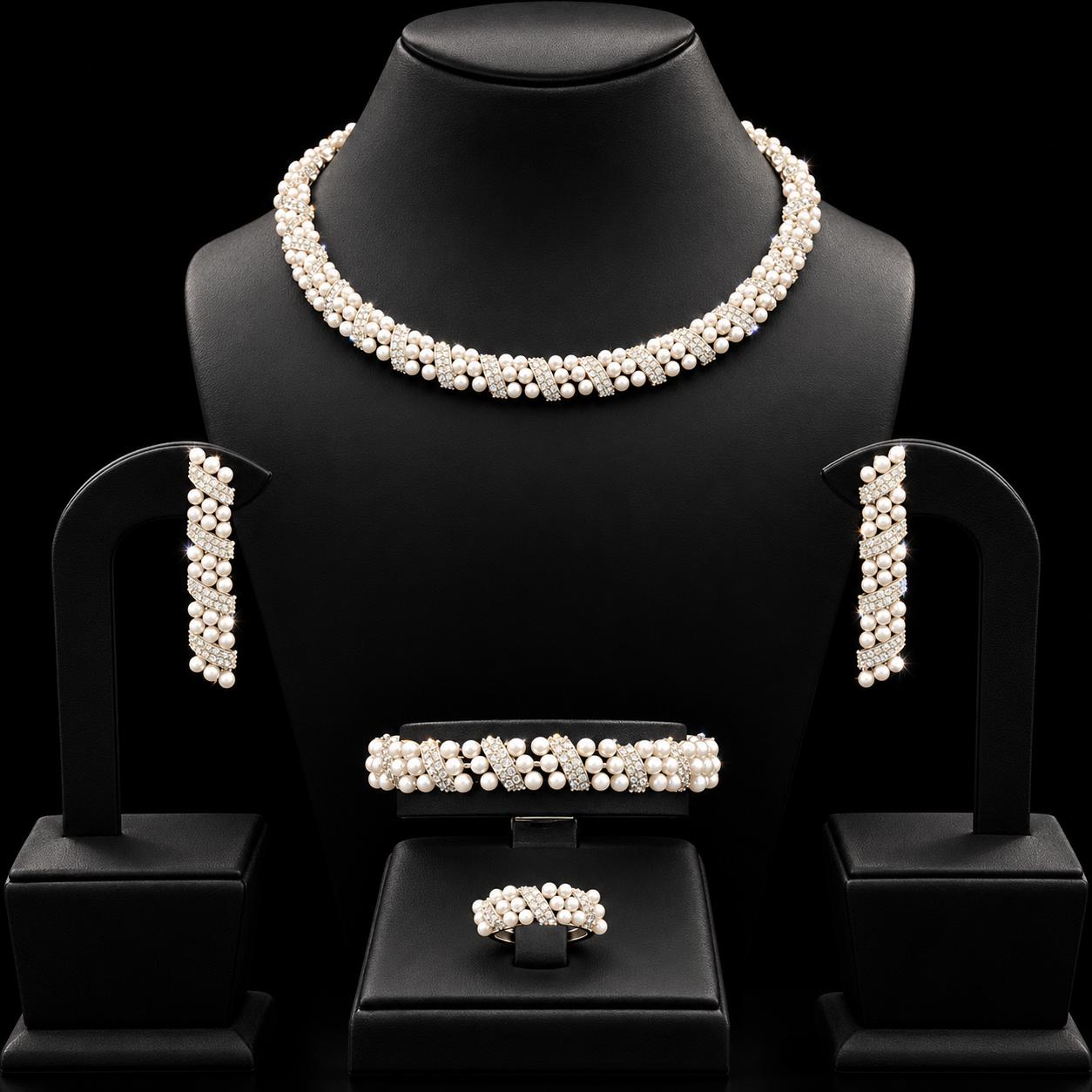 Pearl Twist Zircon Jewellery Set 6
