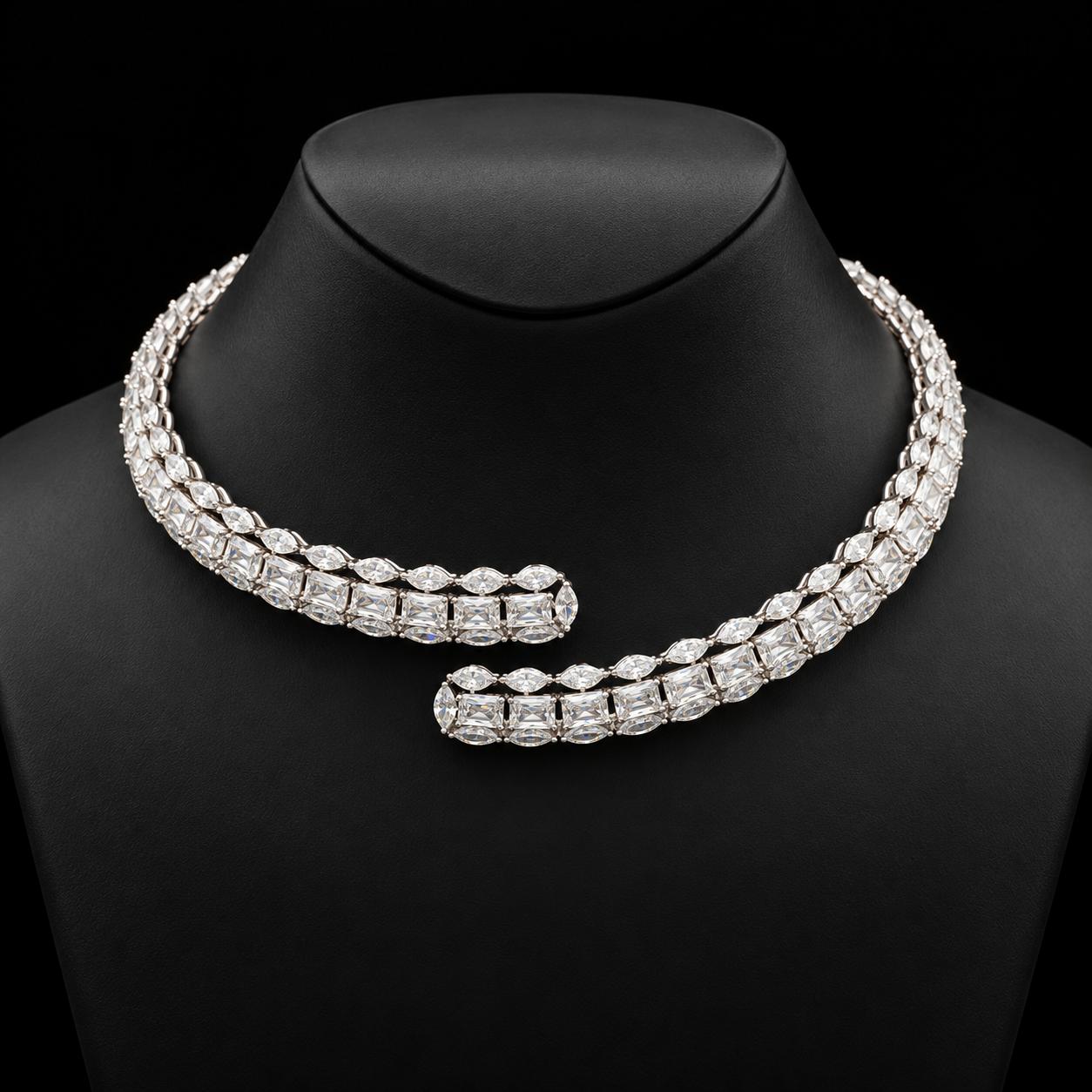 Crystal Wrap Zircon Choker Set 2