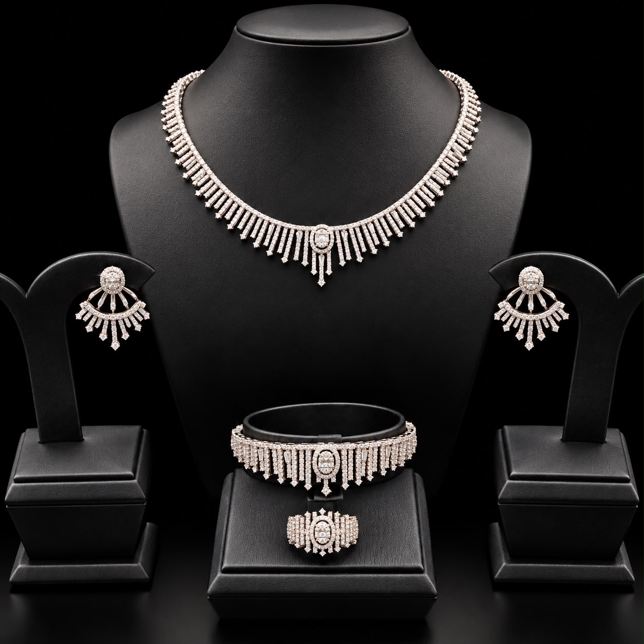 Sunburst Zircon Statement Necklace Set 2