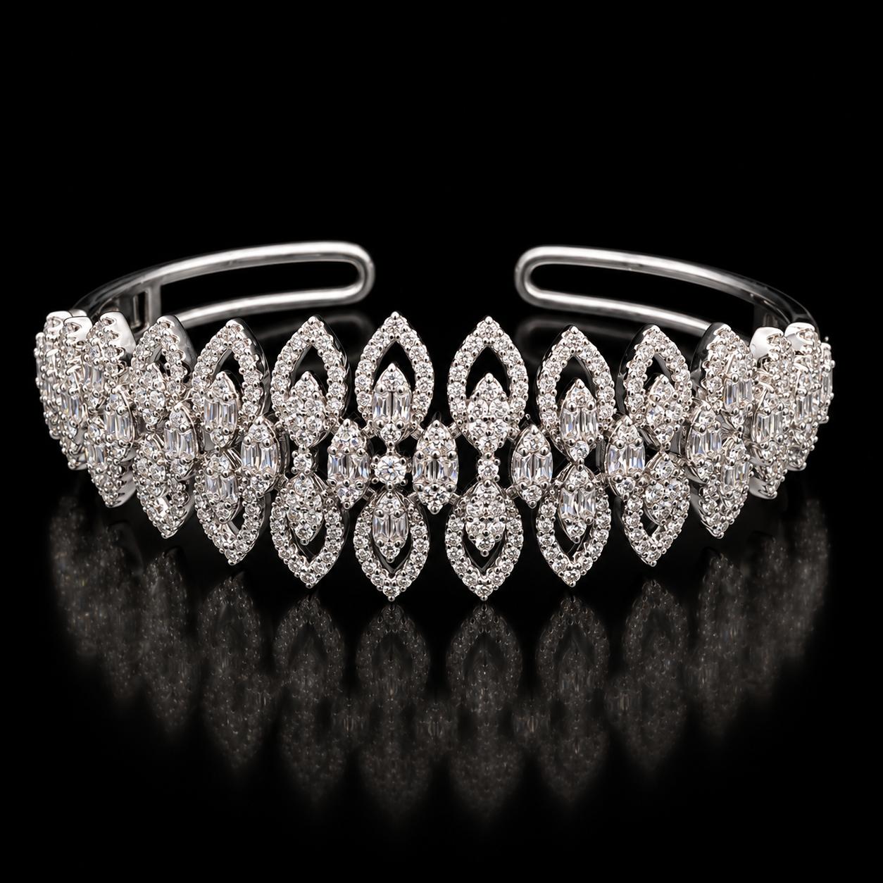 Leaf Lace Zircon Bangle & Ring Set 6