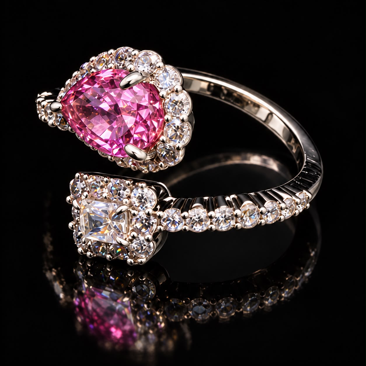 Dual Gemstone Open Zircon Ring