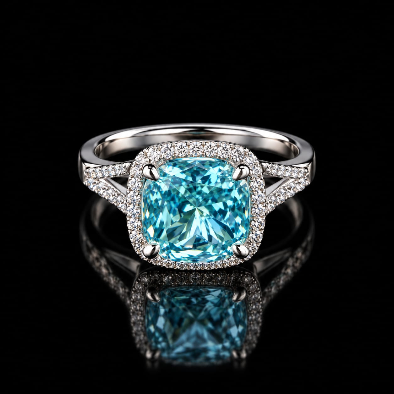 Blush Radiance Cushion Cut Halo Ring 5