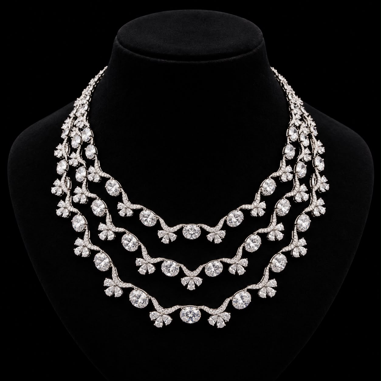 Royal Sparkling Zircon Bridal Necklace Set 3