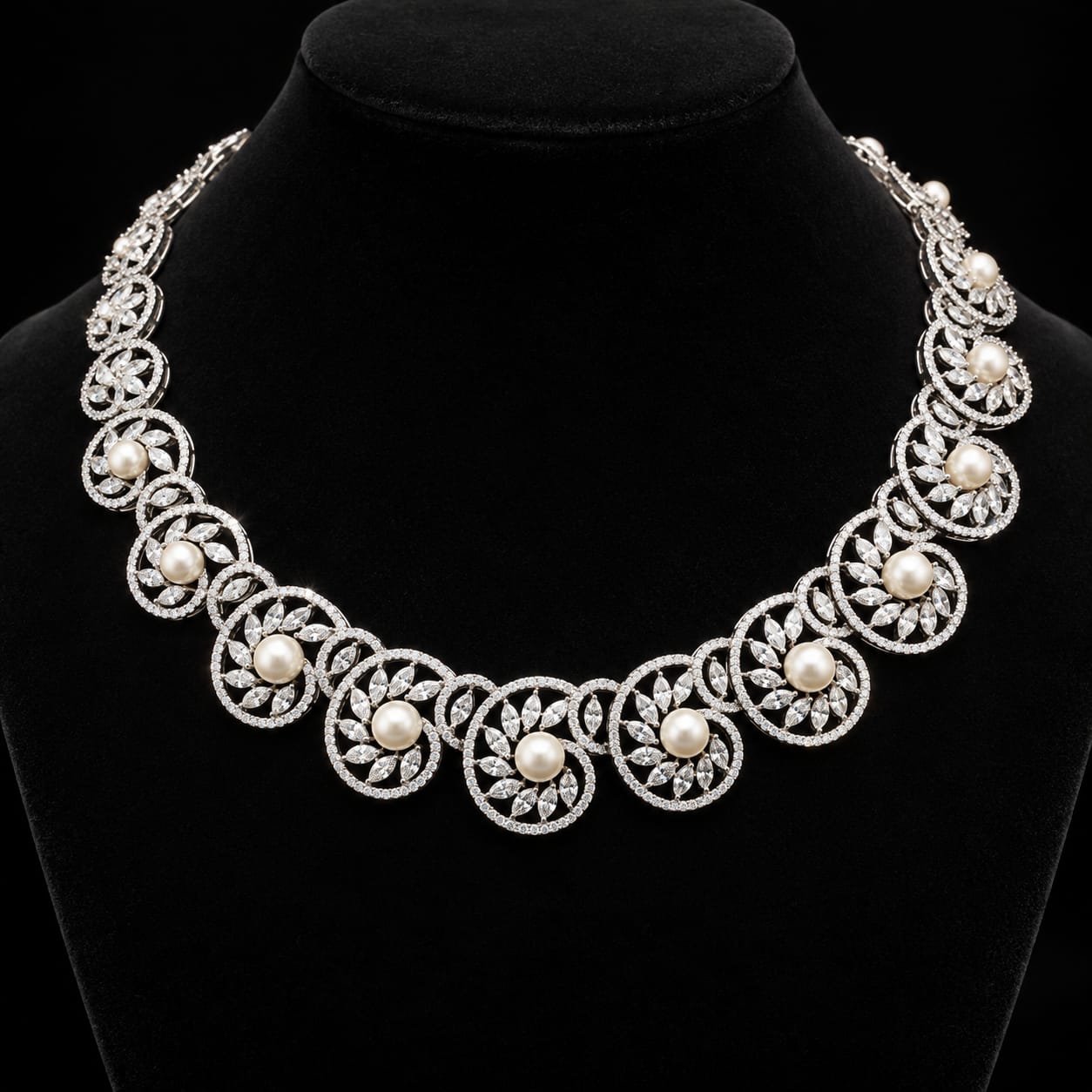 Royal Pearl Floral Zircon Jewellery Set 3