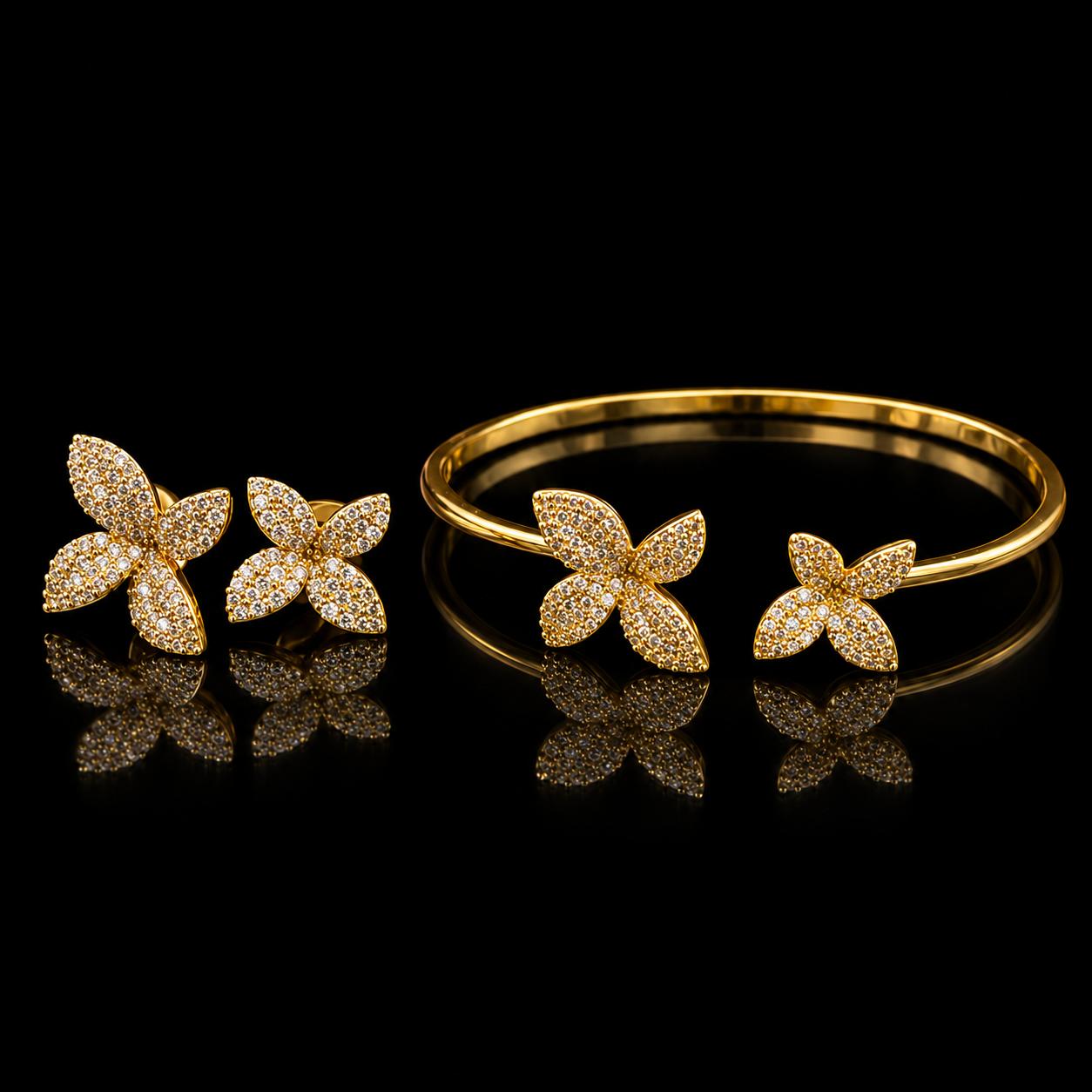 Blossom Duo Zircon Bangle & Ring Set