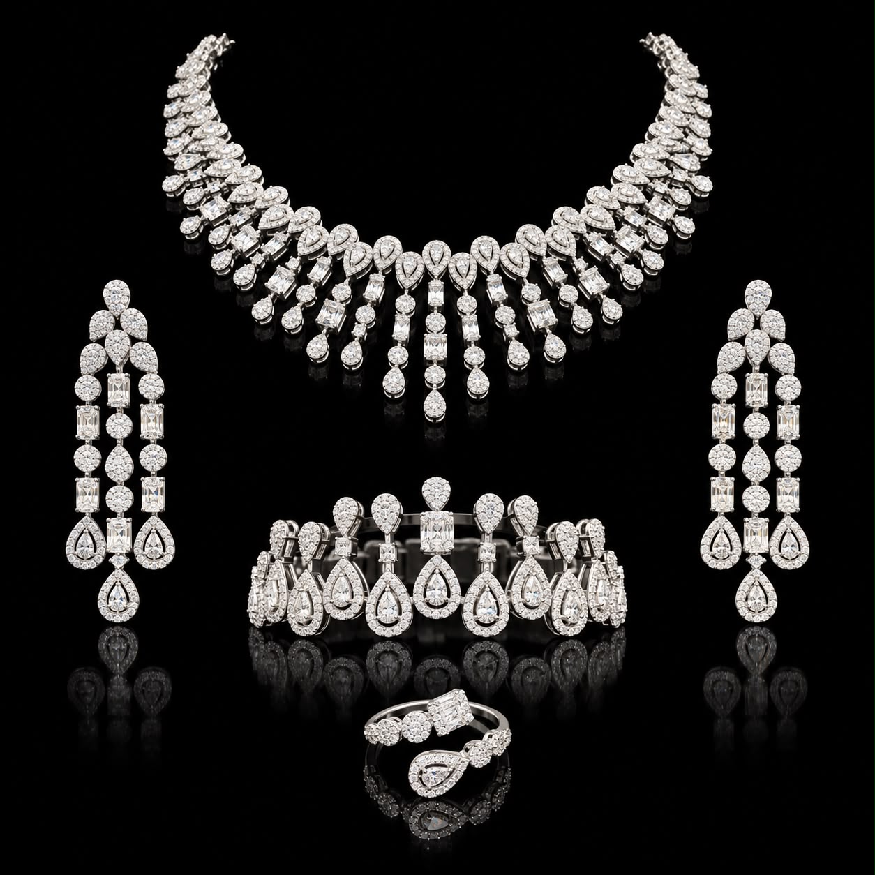 Luxe Celestial Multi-Cut Zircon Bridal Jewelry Set