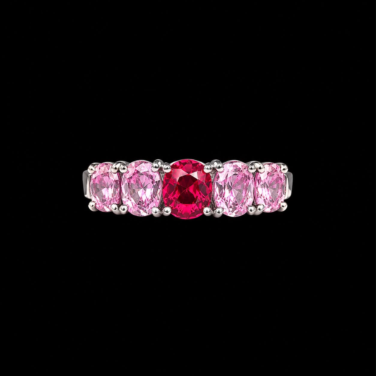 Pink & Red Gradient Zircon Tennis Jewellery Set 6