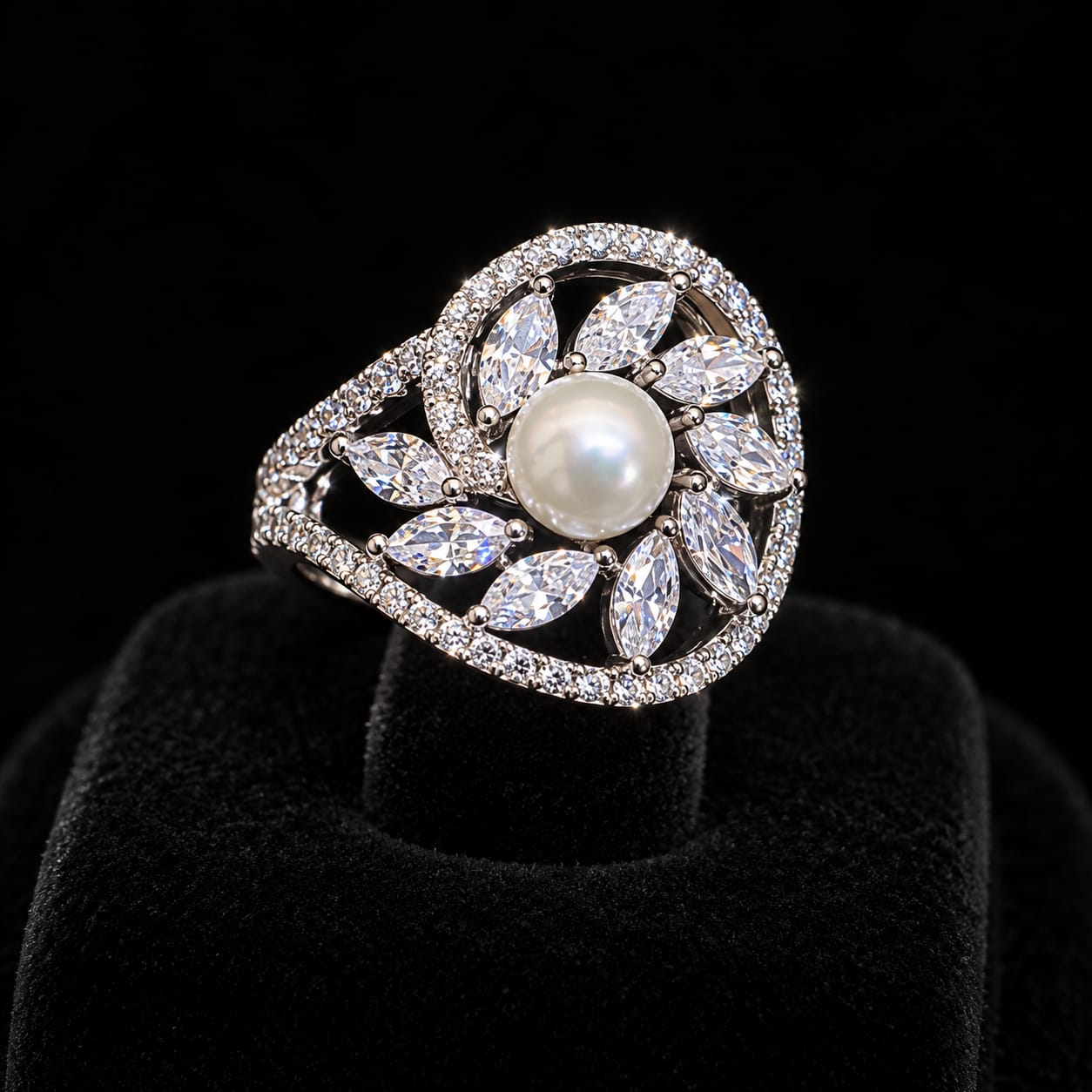 Royal Pearl Floral Zircon Jewellery Set 6