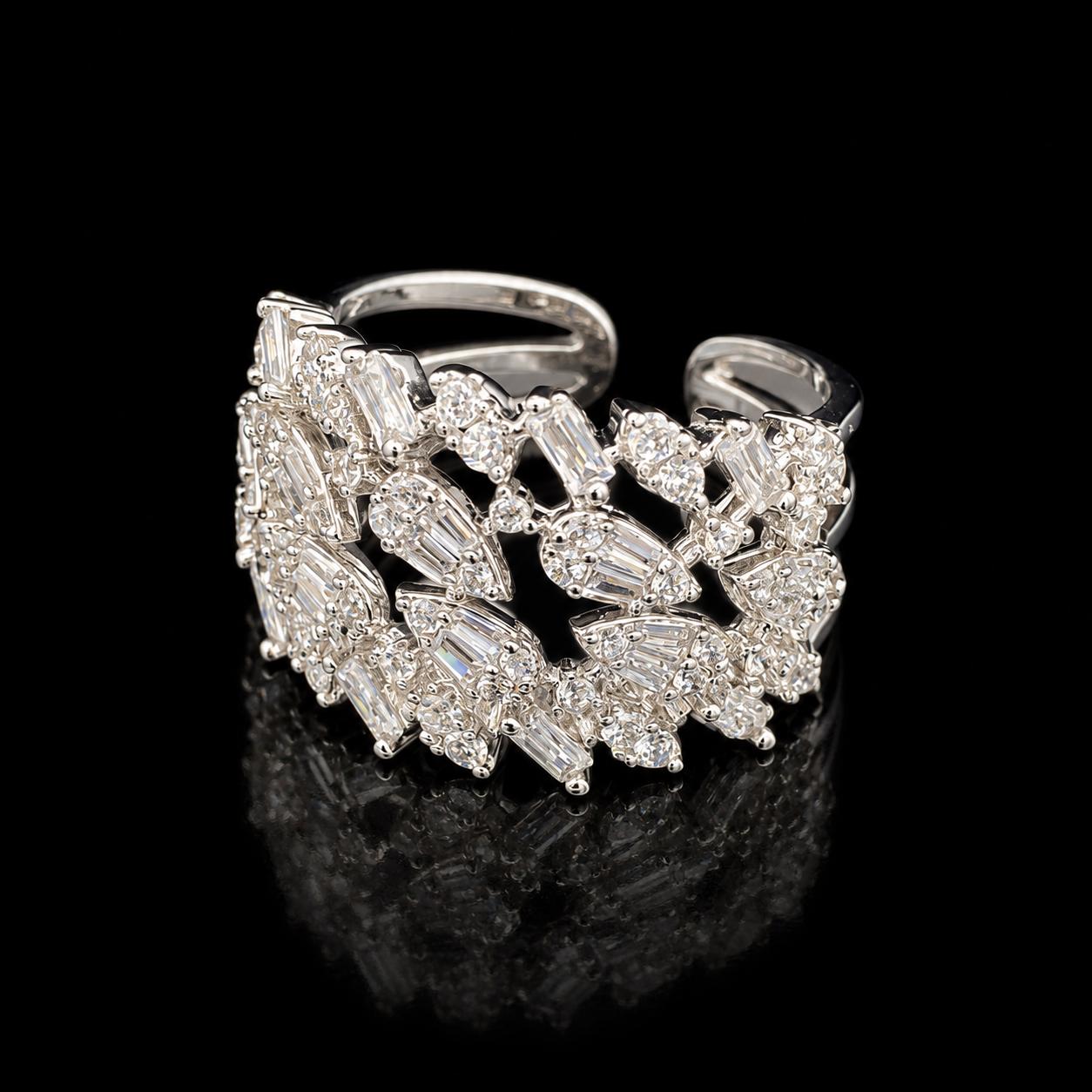 Crystal Mosaic Zircon Bangle & Ring Set 3