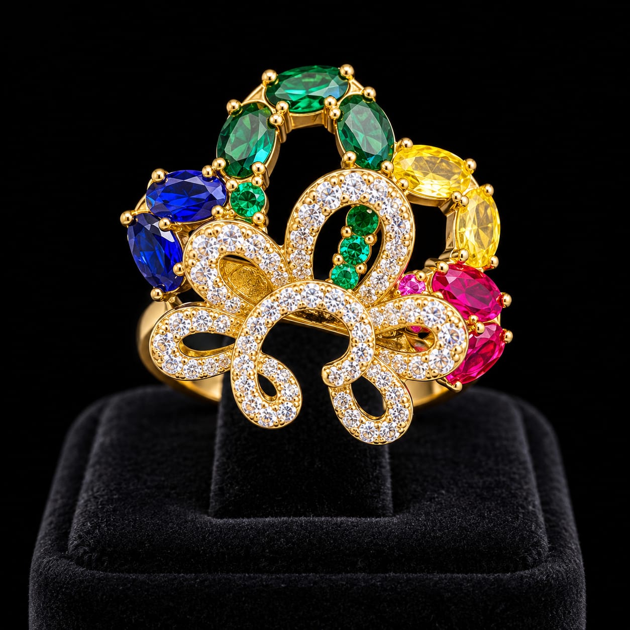 Multicolor Floral Zircon Jewelry Set 6