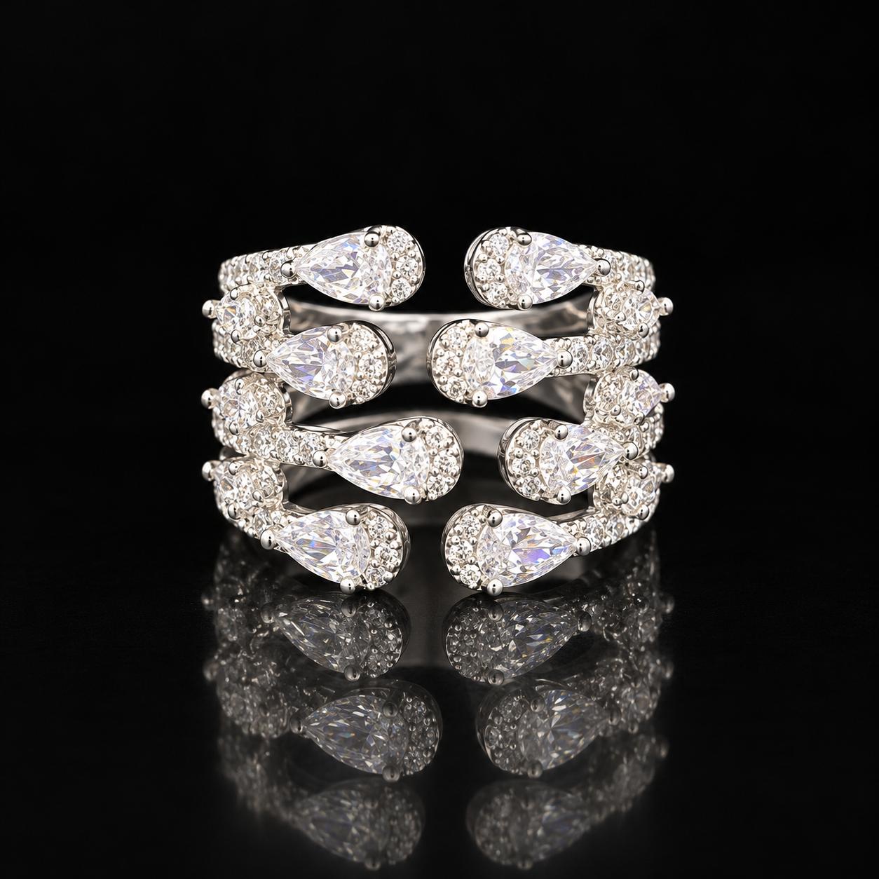 Crystal Rhythm Zircon Bangle & Ring Set 6