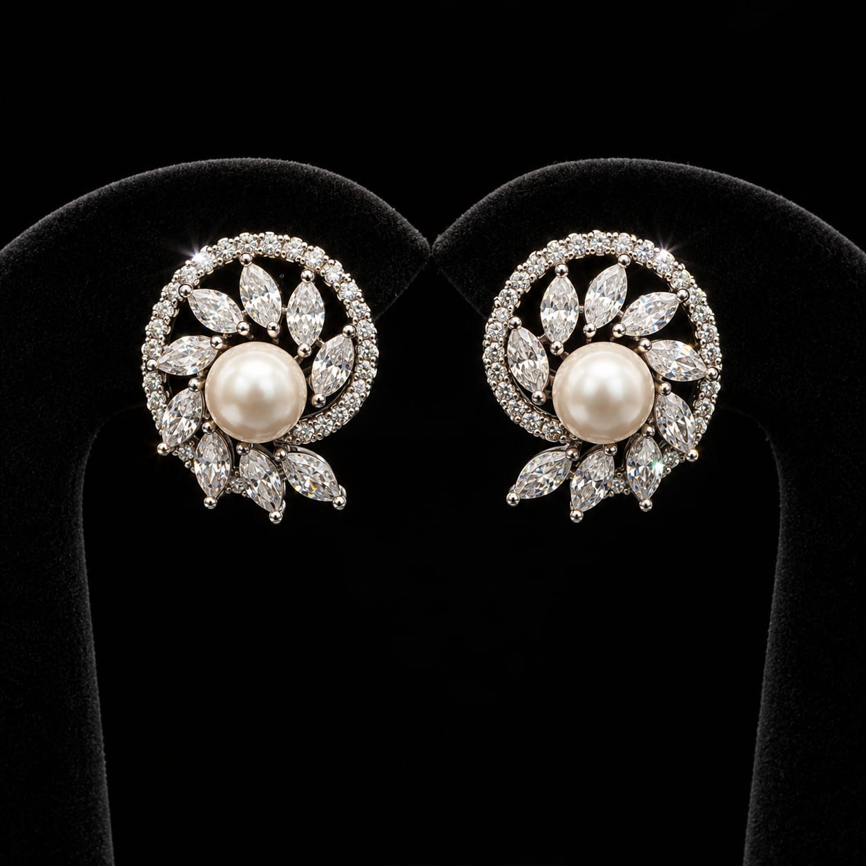 Royal Pearl Floral Zircon Jewellery Set 4