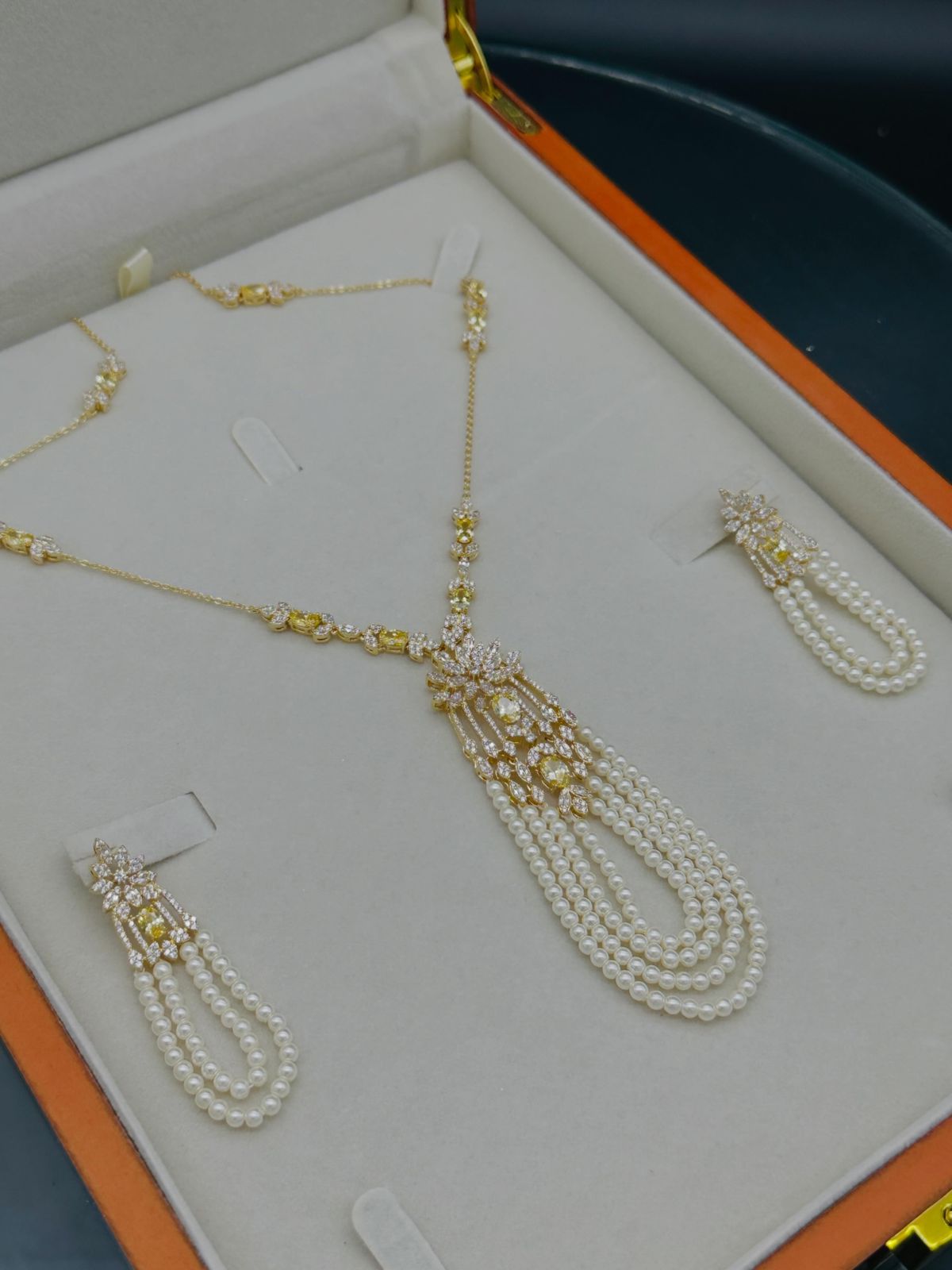 Elegant Pearl & Stone Long Chain 3