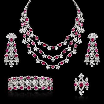 Red Ruby Zircon Bridal Jewelry Set 2