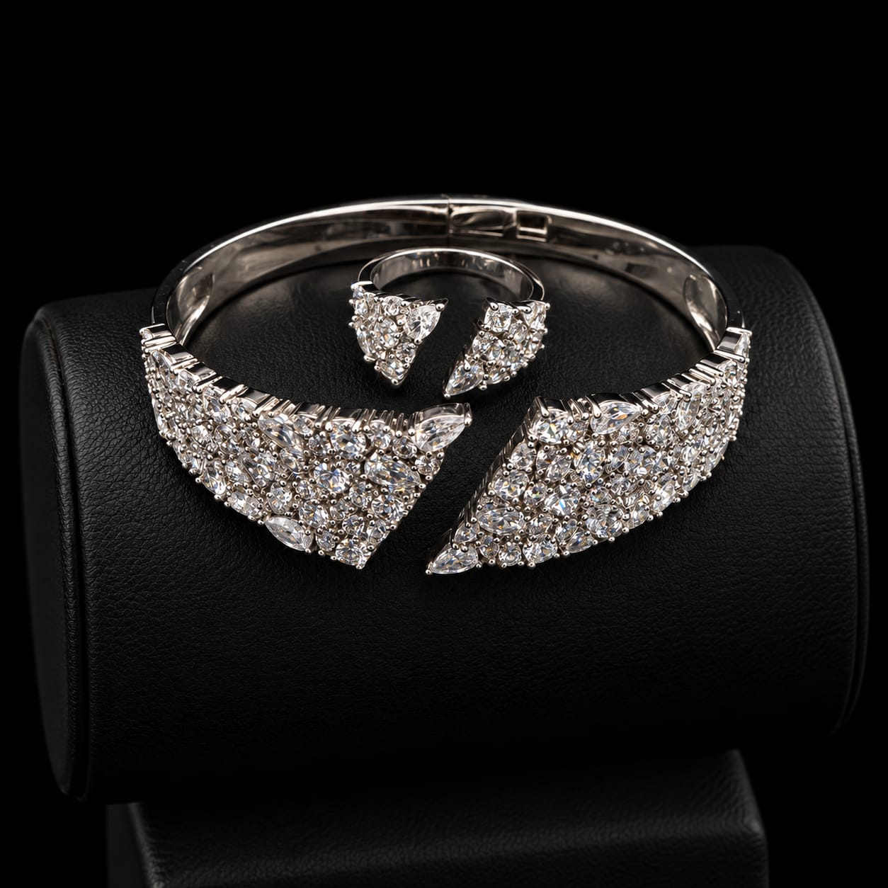  Asymmetric Zircon Bangle & Ring Set 2