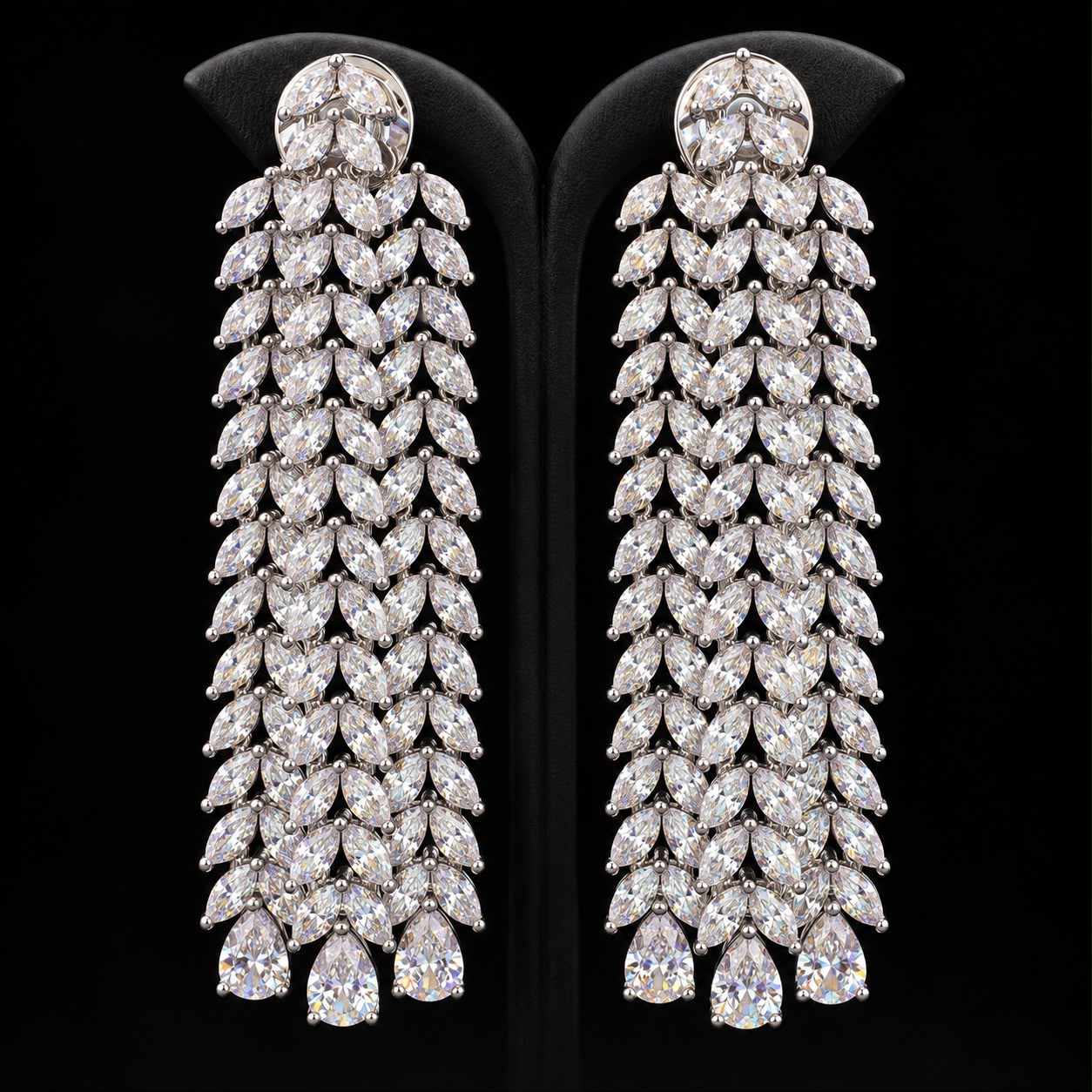 Leaf Curtain Zircon Earrings